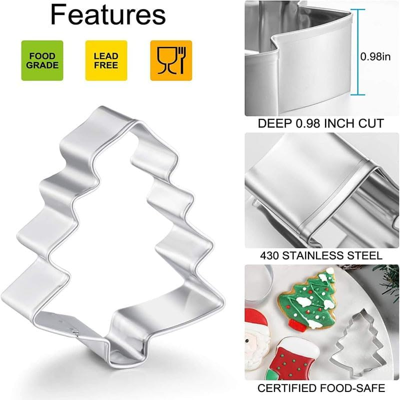 6 PCS Cookie Cutter, Christmas Cookie Cutters Set, Stainless Steel Cartoon Biscuits Mold,Cookie Cutters Set, Gingerbread Man, Christmas Tree, Star, Snowflake, Angel image number 1