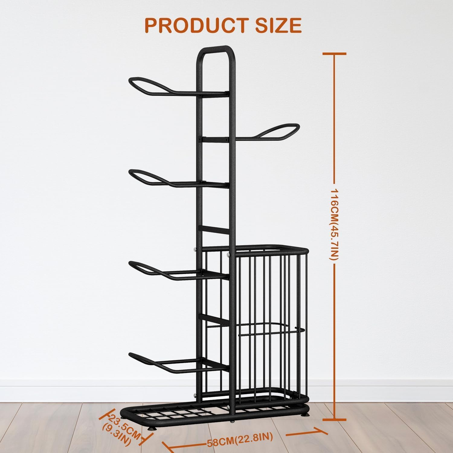 Homodoskey Ball Storage Rack, Football Stand, Ball Storage Garage, Ball Holder, Sports Equipment Storage for Garage, Basketball Organizer Rack with Basket image number 1