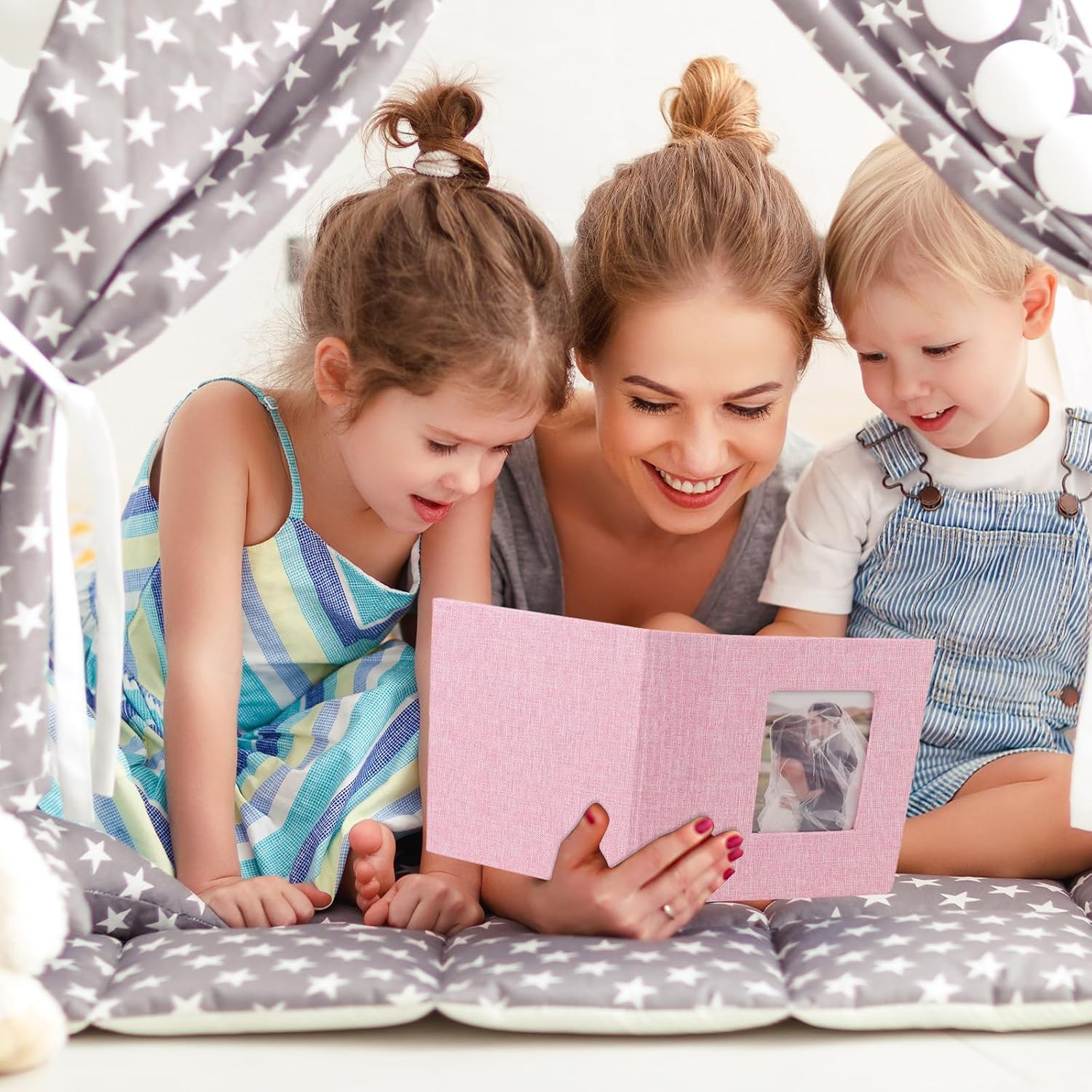 Vivinin 2 Pack Photo Album 4X6, Linen Cover Photo Book, Small Photo Album Book for 36 Pockets Hold 72 Pictures, Picture Book for Photos Family Anniversaries Baby Vacations（Pink） image number 6