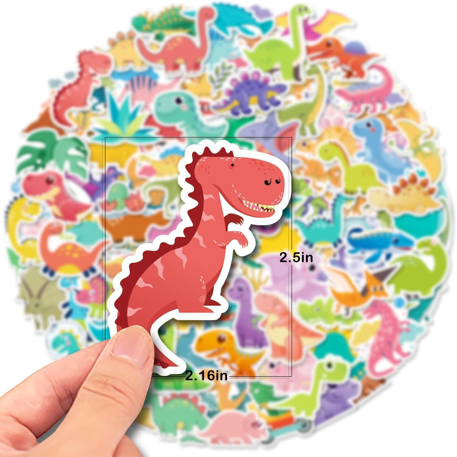 100 Pcs Cute Dinosaur Stickers for Kids, Water Bottle Stickers, Kawaii Vinyl Phone Laptop Skateboard Waterproof Stickers, Bulk Aesthetic Sticker Packs for Teens Boys Girls Teacher image number 5