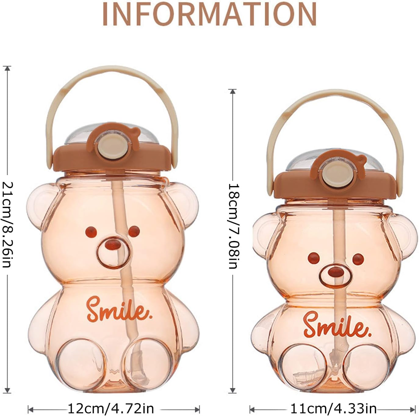 JQWSVE Kawaii Bear Straw Bottle, Kawaii Water Bottles Cute Water Bottle with Stickers, Leak-Proof Kawaii Bear Water Bottle for Office Travel image number 3