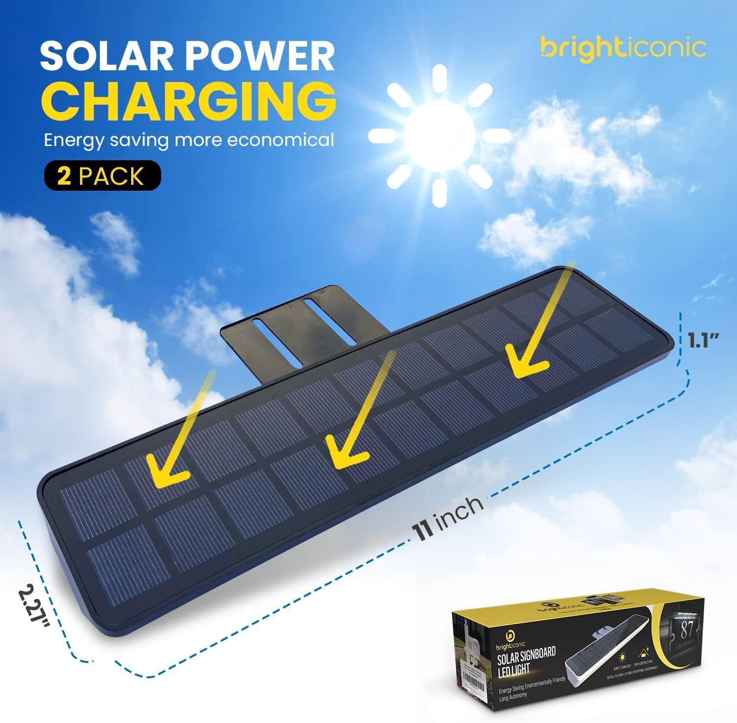 BRIGHTICONIC Solar Sign Lights Outdoors Wireless Real Estate Agent Sign Post Board Lighting Solar LED Signboard Lights Gifts for Real Estate Agents for Lease Coming Soon 2 PACK BLACK - Black - Cw image number 3