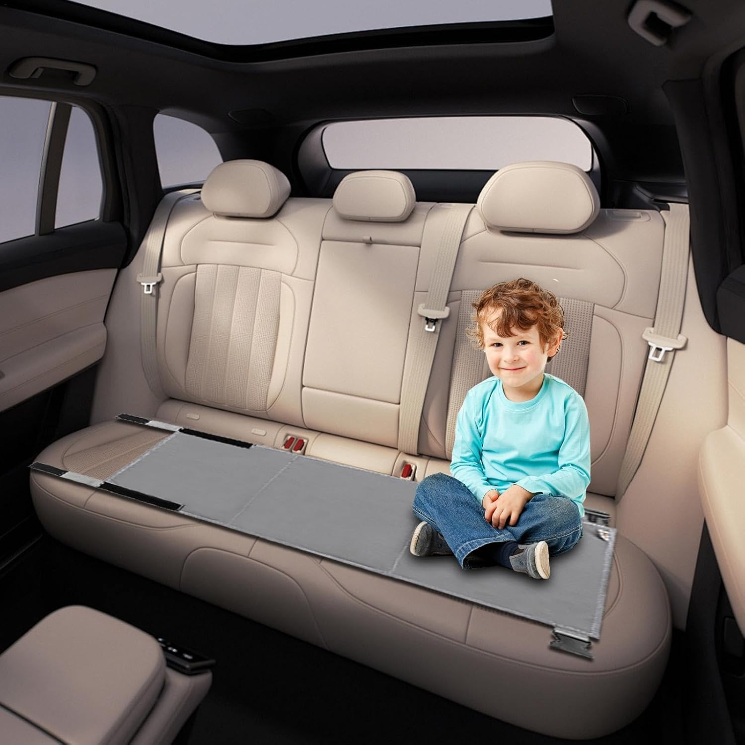 Portable Children'S Aircraft Footstool,Child Travel Aircraft Seat Extender | Child Airplane Footrest,Toddler Travel Beds,Kids Travel Cot for Planes,Trains, Comfortable and Restful Travel - Black image number 6