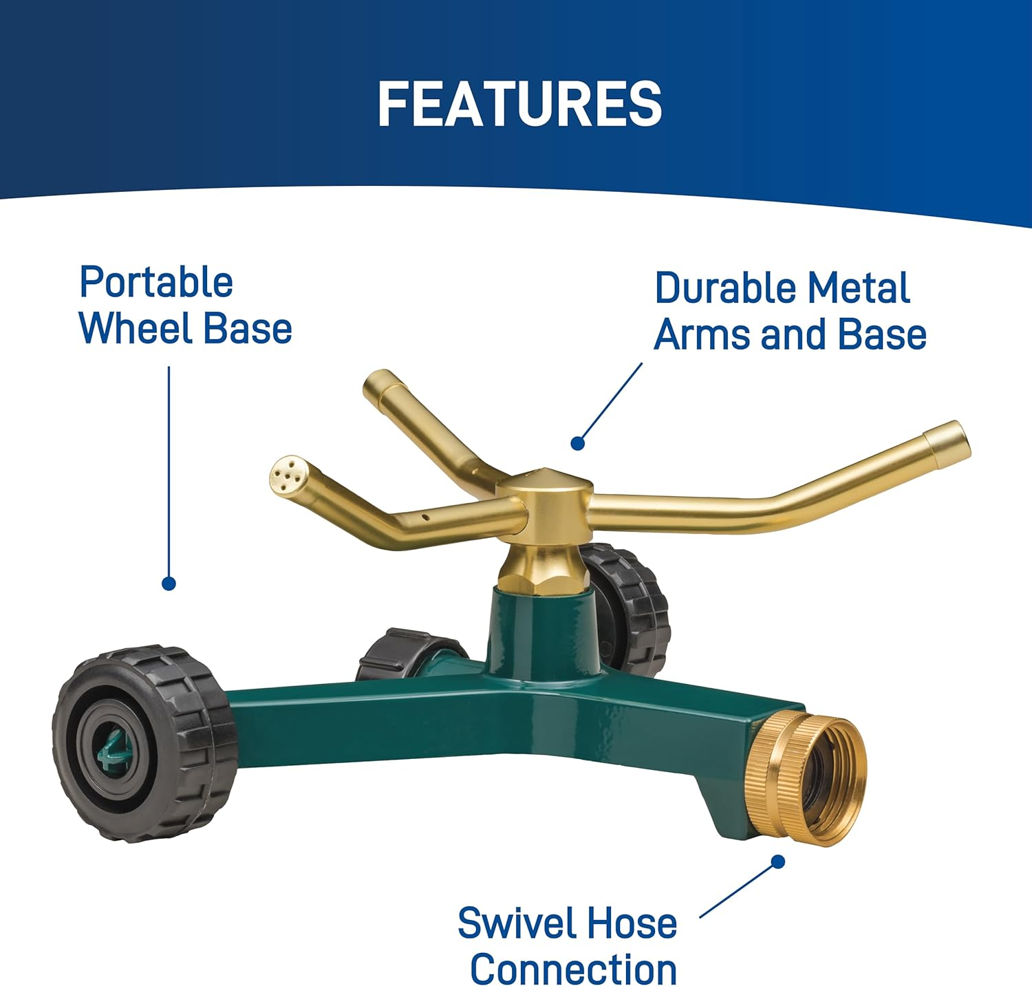 3 Arm Metal Sprinkler with Wheelbase image number 2