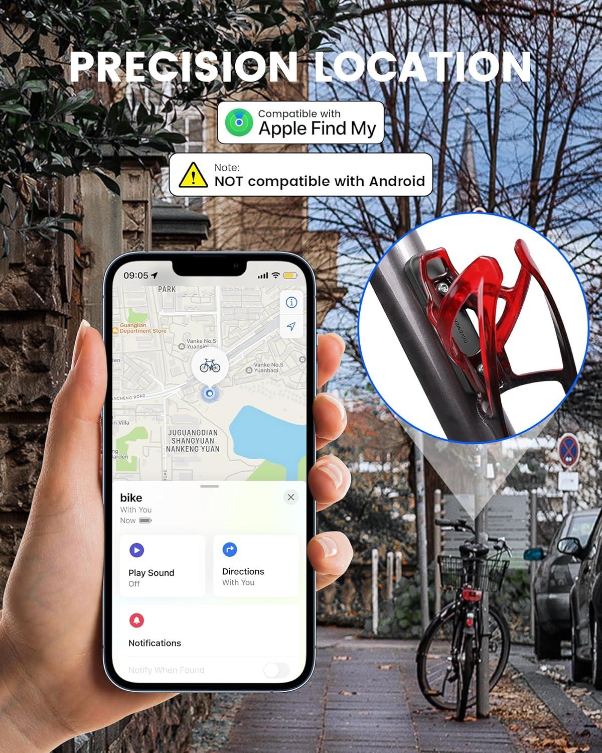 RAVEMEN ABF01 Anti-Theft Smart Tracker - GPS Tracking Device, MFI Certified, Works with Apple Find My (Ios Only), No Monthly Fee, Compact & Lightweight, Long Battery Life, Waterproof image number 3