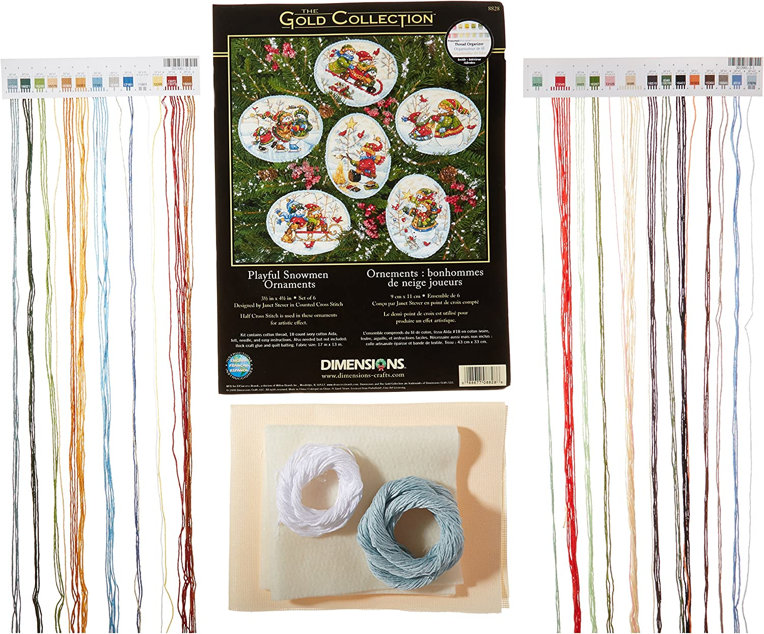 Dimensions Gold Collection Playful Snowman Counted Cross Stitch Ornament Kit, 6 Pcs