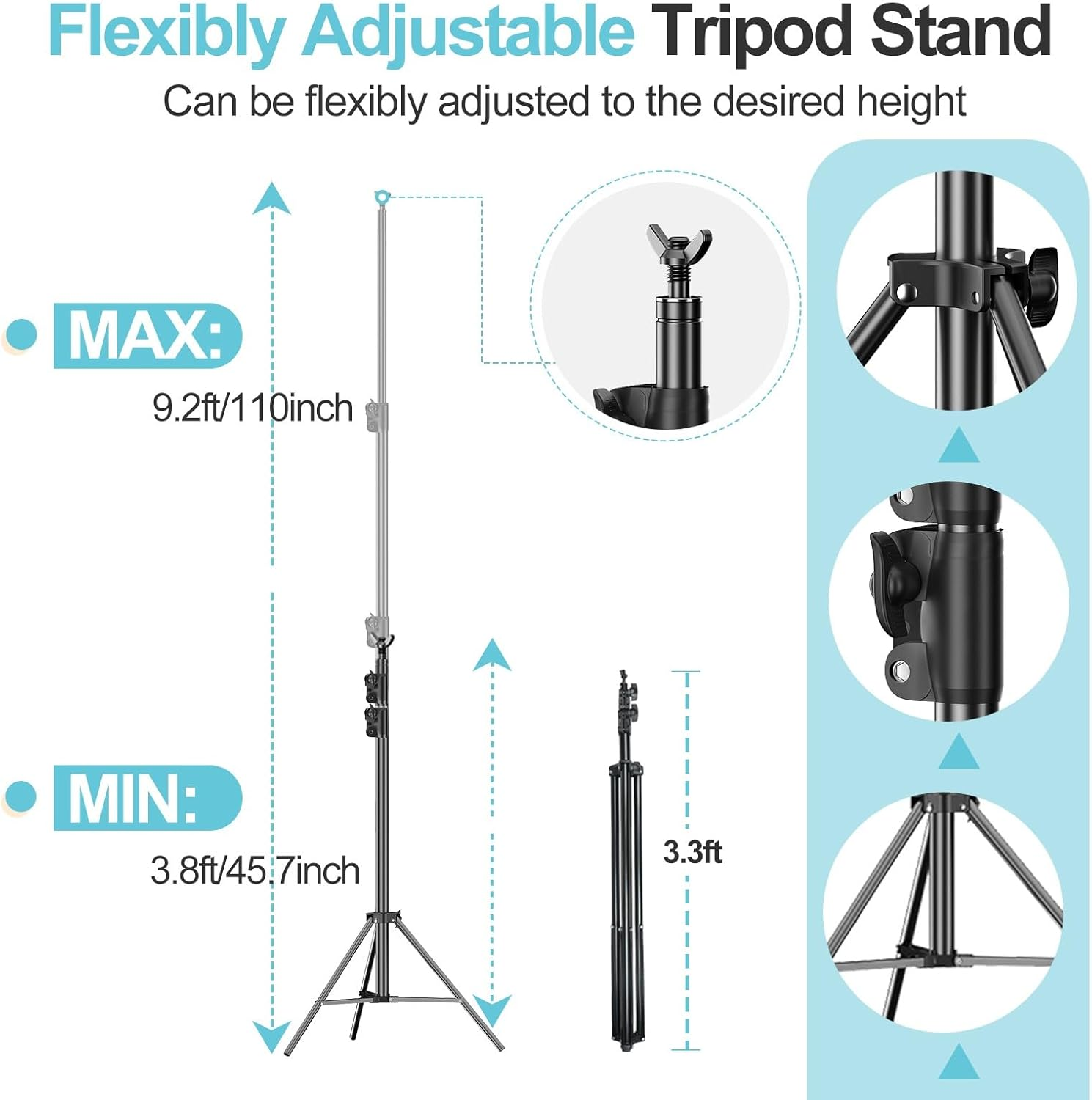 EMART Photo Video Studio Backdrop Stand, 9X10Ft (2.8X3M) Heavy Duty Adjustable Photography Muslin Background Support System Kit image number 2