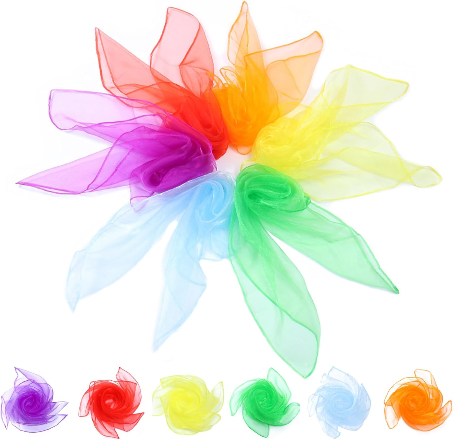 Sensory Scarves 12PCS Juggling Gymnastics Dance Scarves Square Performance Sensory Towels for Nursery Children'S Show image number 5