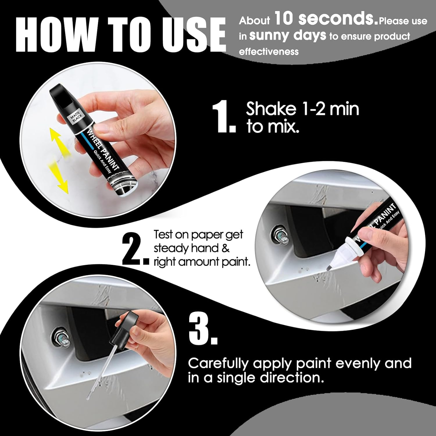 Silver Rim Touch up Paint, Car Wheel Repair Kit for Curb Rash, Quick and Easy Scratch Repair, Universal Color Silver Paint