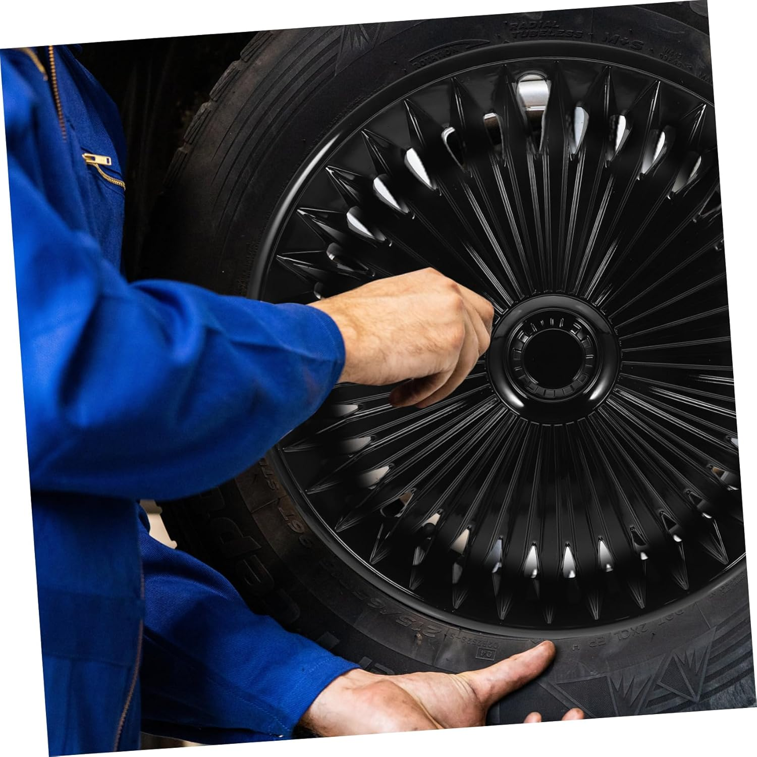 Car Wheel Cover Phantom Steel Rim Decorative Cover Black Hy Sturdy Practical Decorative Easy Install image number 2