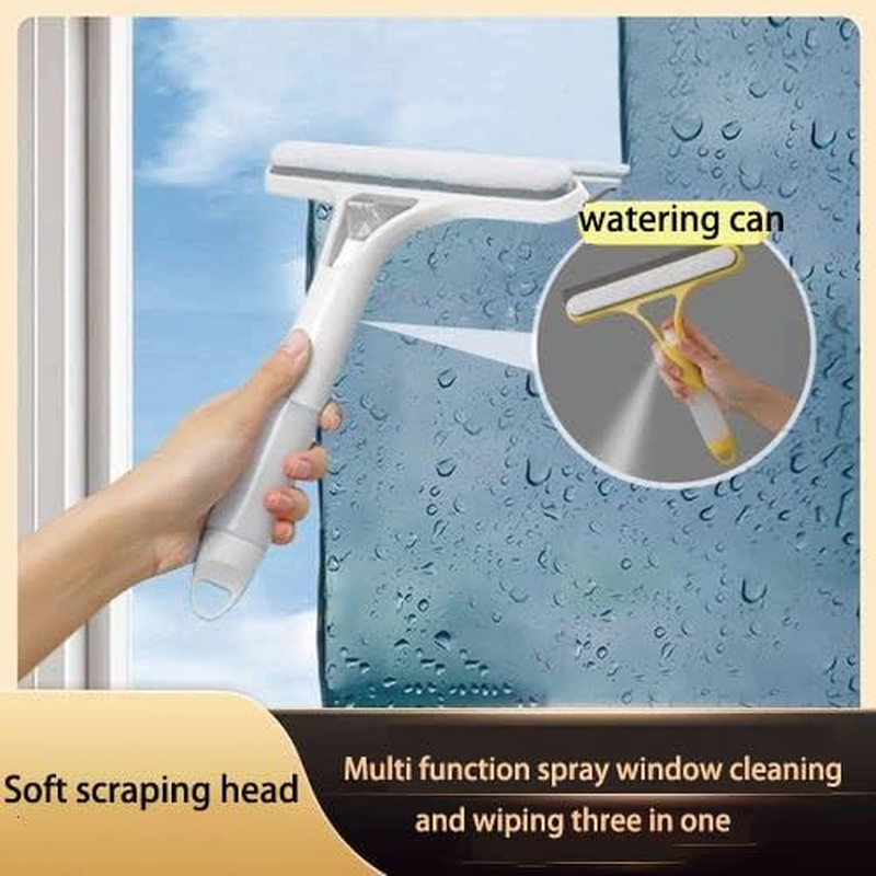 Multi-Purpose 3-In-1 Self-Equipped Double-Sided Cleaning Tool for Shower Door, Bathroom, Window and Car Glass (Sky Blue) image number 3