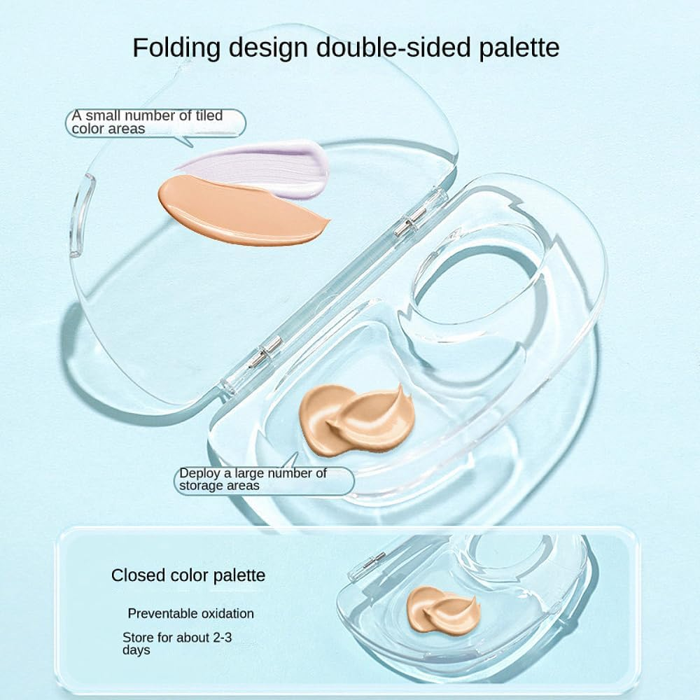 180 Degree Handheld Folding Acrylic Makeup Mixing Palette with Transparent Spatula and Felt Bag for Mixing Eyeshadow Liquid Foundation Cosmetic Pigment, and More image number 2