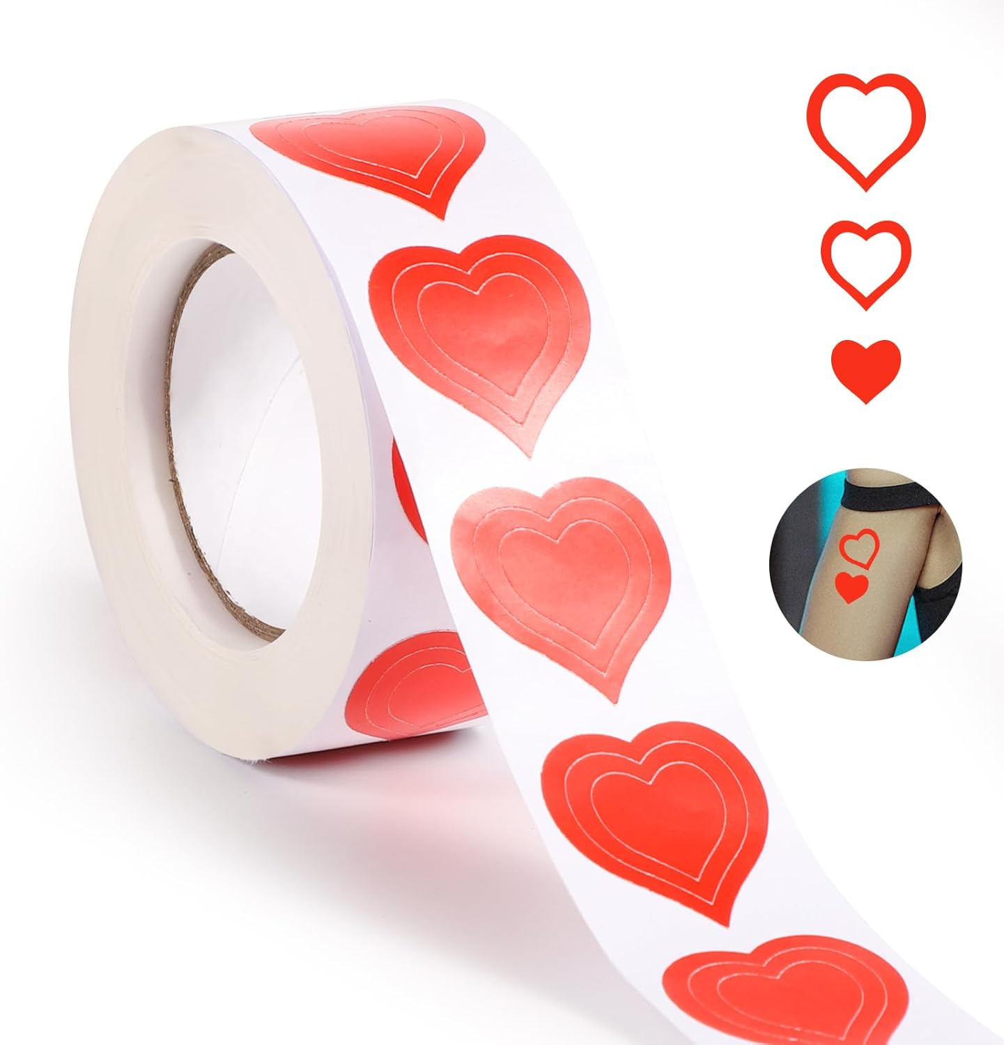 500 Pieces Tanning Stickers, 1 Inch Heart Shape Stickers Cute Body Stickers for Tanning Self Adhesive Sunbathing Stickers image number 3