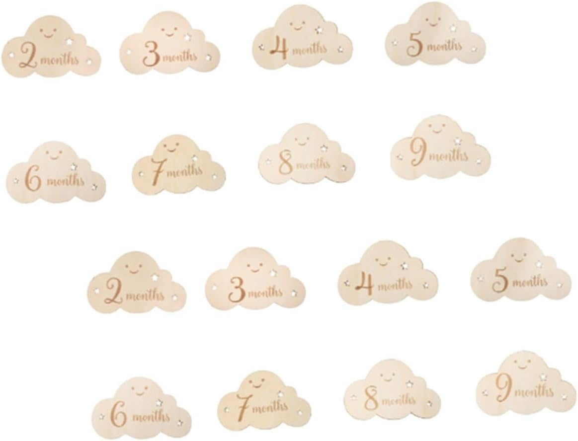 Cloud Shaped Monthly Photo Discs Double Sided Announcement Markers for Newborn Photography for Milestone Capture and Nursery Decor