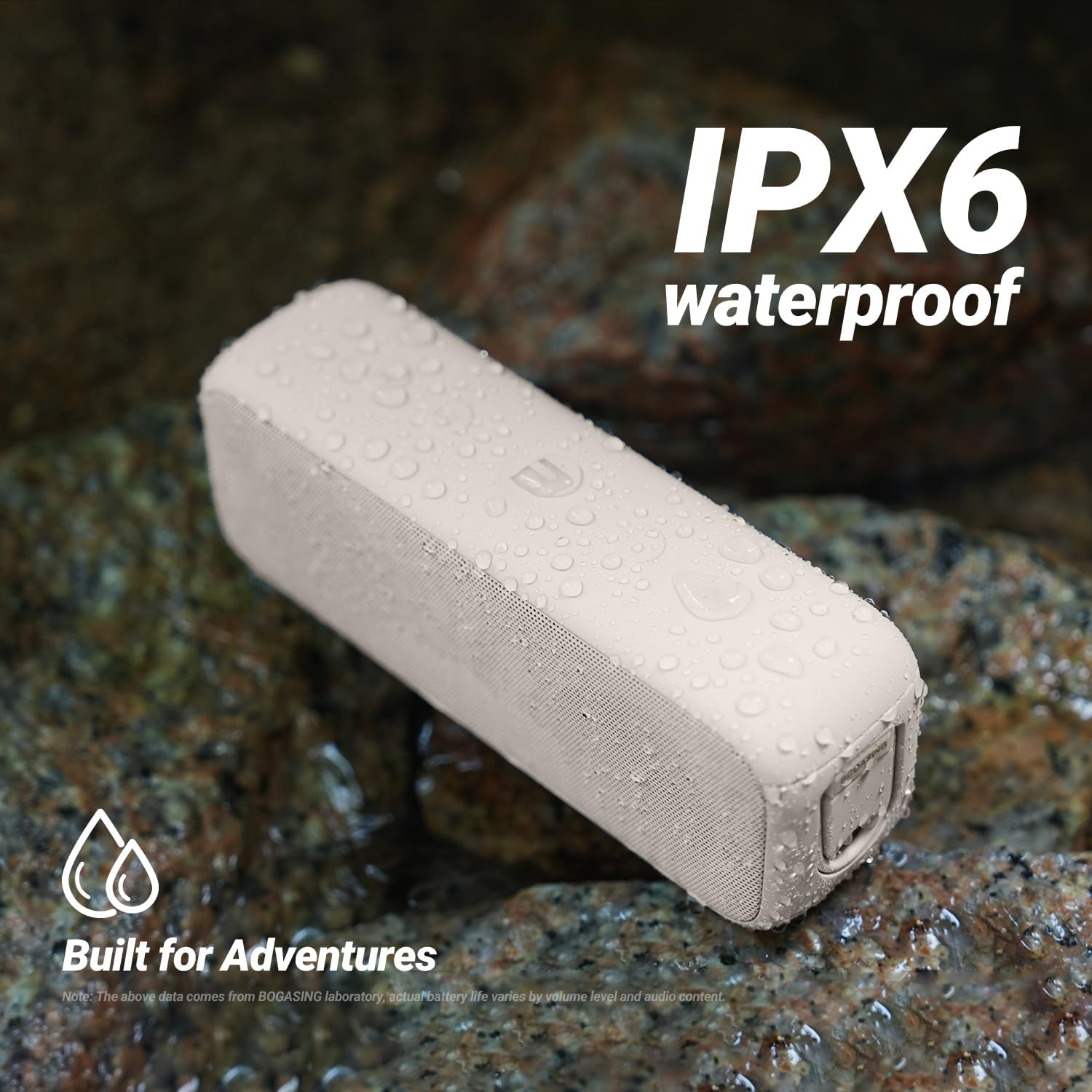 BOGASING G6 Bluetooth Speaker, Portable Wireless Speakers with 30W Loud Stereo Sound, 35H Playtime, IPX6 Waterproof, Bluetooth 5.3, EQ, Tf-Card, AUX, USB Stick, Outdoor Speaker for Party - Beige image number 1