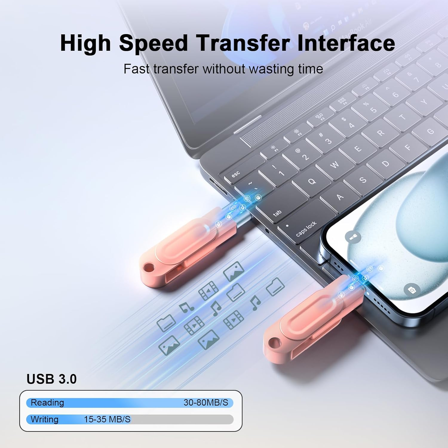 Mfi Certified Iphone Flash Drive,512Gb Iphone Photo Stick,3 in 1 Flash Drive for Iphone,Usb Memory Stick for Backup,Iphone USB Drive Compatible with Iphone,Ipad,Android,Pc,More Devices(Pink) image number 2