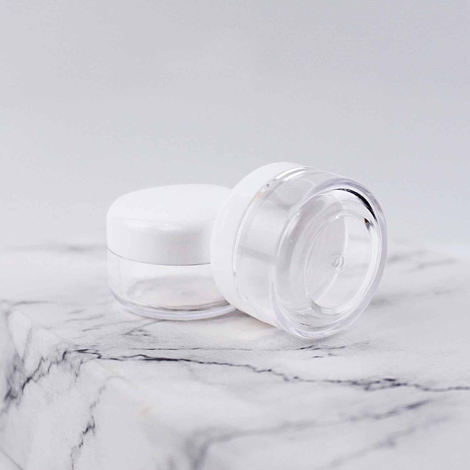 5G round Plastic Cream Bottle with White Caps Empty Refillable Cosmetic Container Jars for Cream Lotion Eye Shadow, Nails, Powder, Paint, Jewelry (50Pcs) image number 6