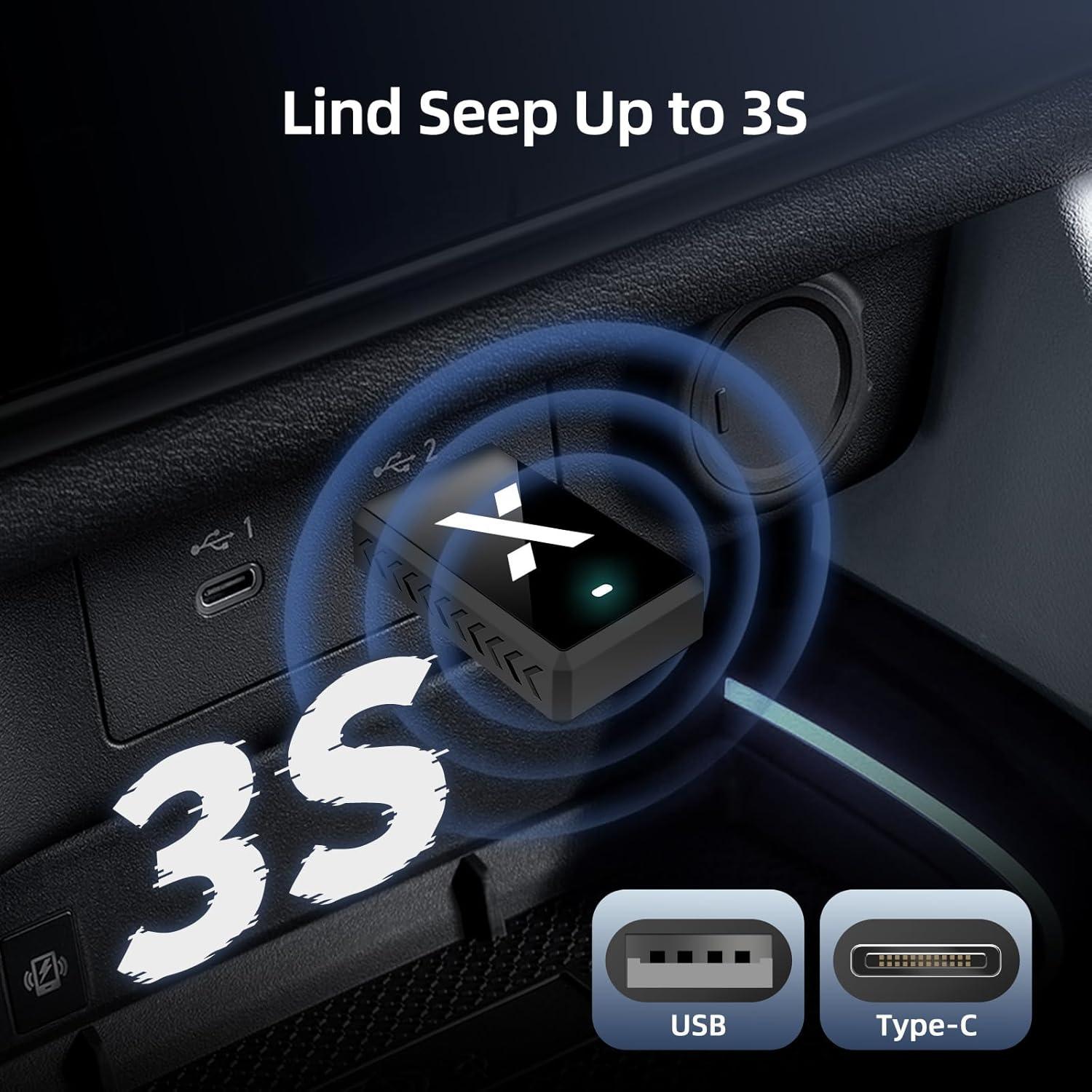 Wireless Carplay Android Auto Adapter, Dual 5G Nano Chips, Convection Heat Vent Design, 2 in 1 Car Play Dongle for Iphone & Android Phone, Fit for Car with Wired Carplay/Androidauto Feature, FEXIER F1