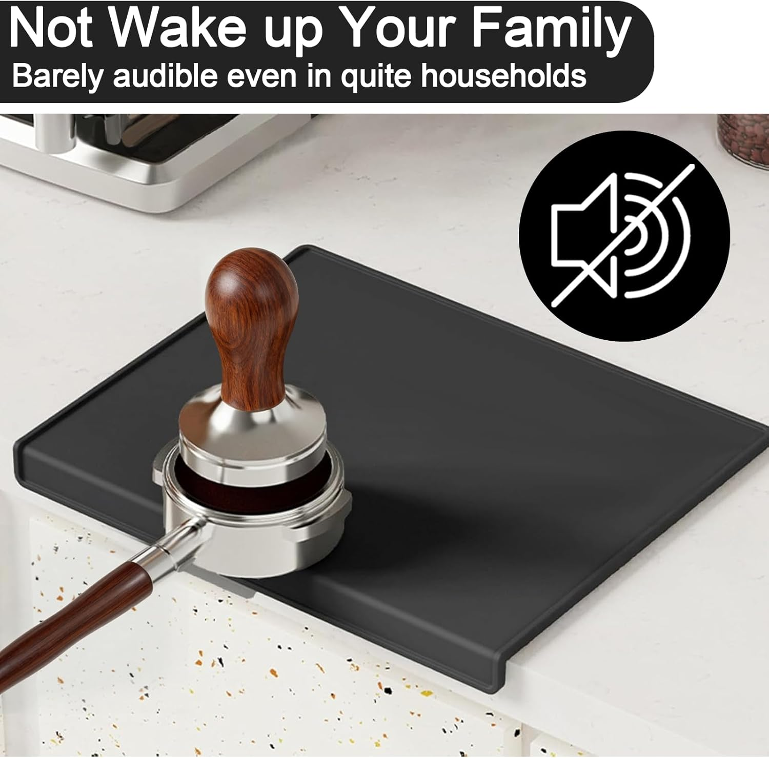 Silicone Coffee Tamper Mat - Non-Slip Stable Base for Espresso Machine, Ideal for Caf&eacute;, Office & Home Bar, Protects Countertops (Black) image number 1