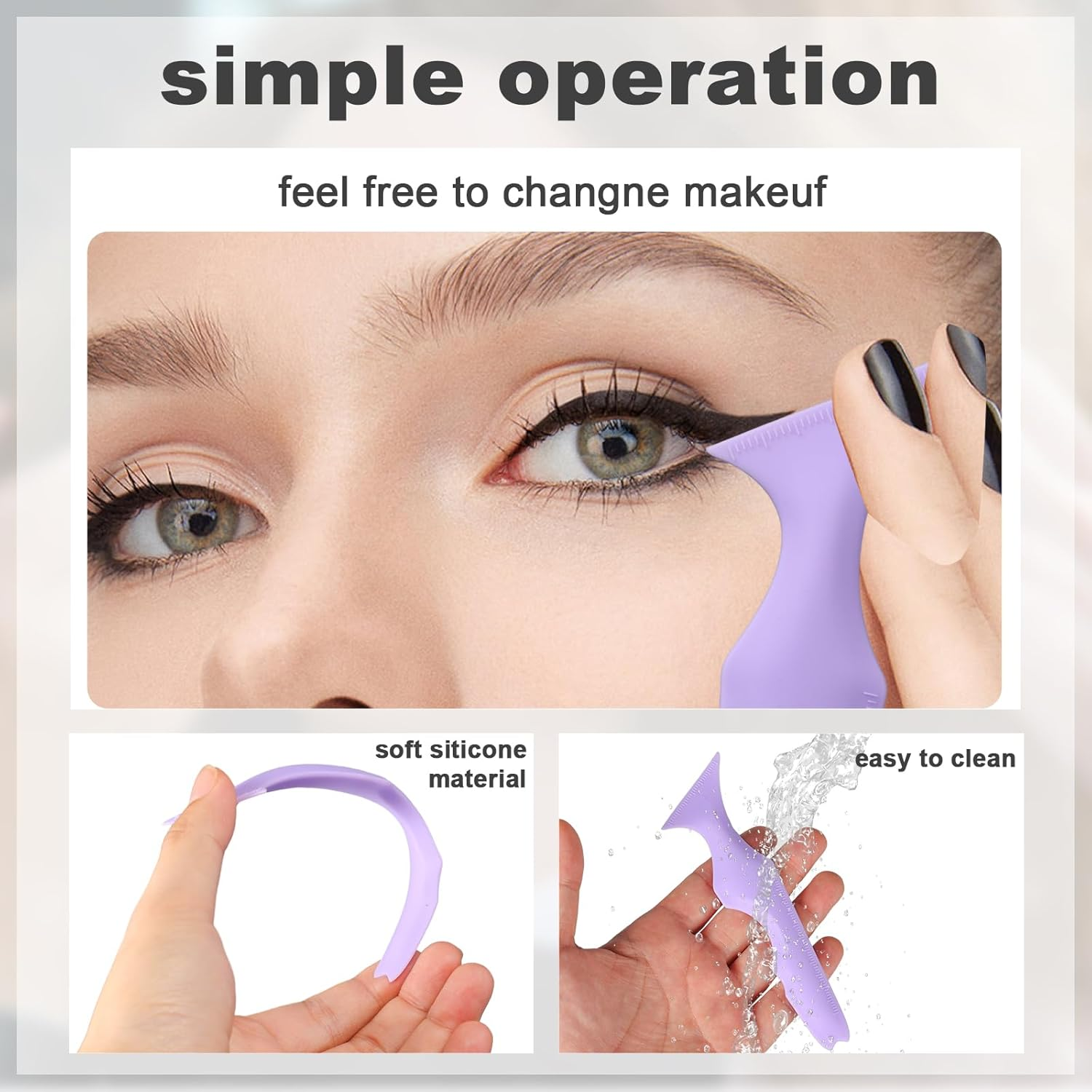 SAVITA 2Pcs Eyeliner Stencils, Silicone Winged Eyeliner Tool Helper for Beginners Eyeliner Stencils Wing Tips Multi-Purpose Eye Make-Up Tool for Eyeliner, Eyelash, Eyebrow, Lip Line, Face Contour image number 1