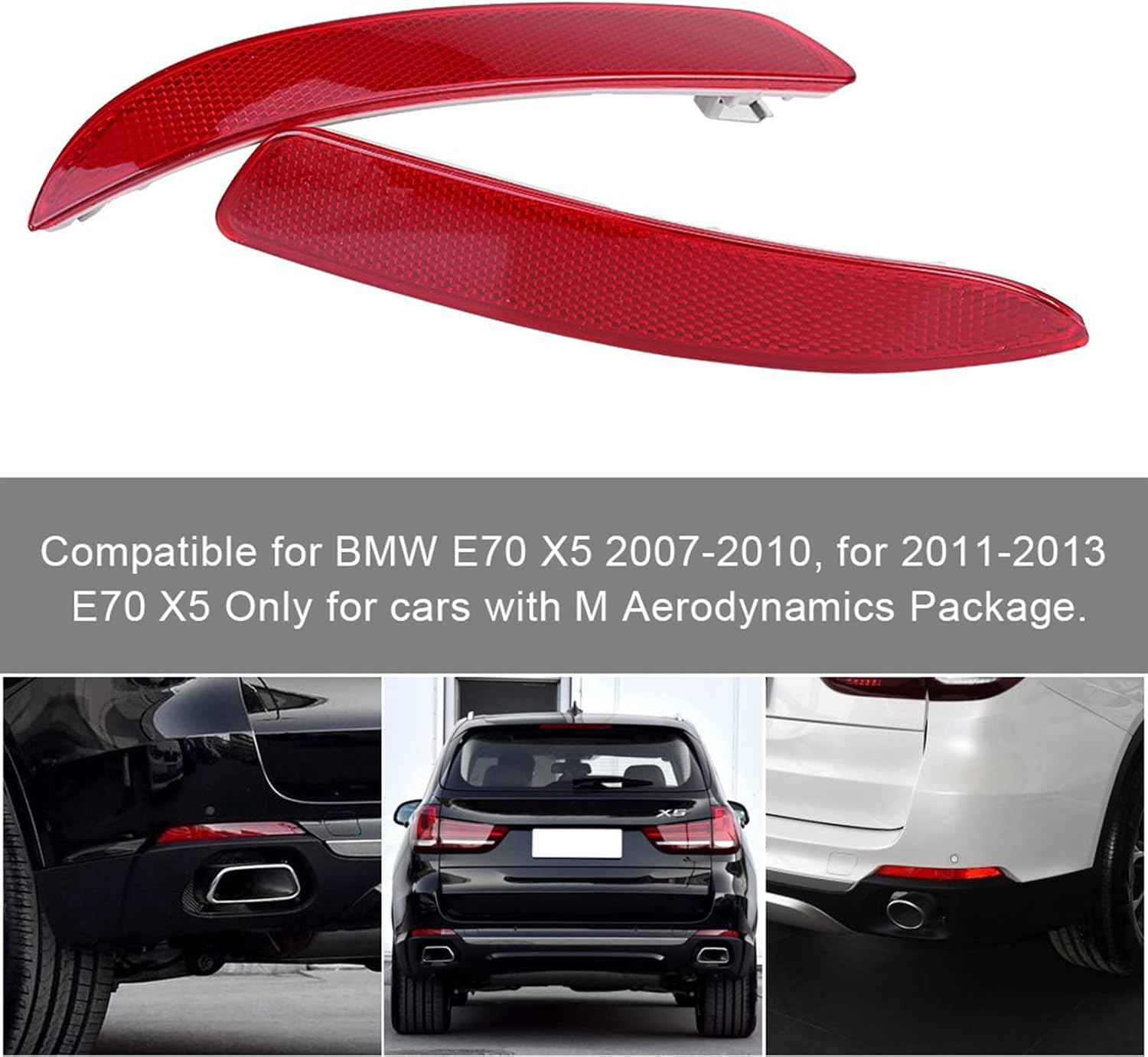 Rear Bumper Reflector for E70 X5 2007-2013 63217158949 63217158950, Compatible with the M Aerodynamics Package image number 2