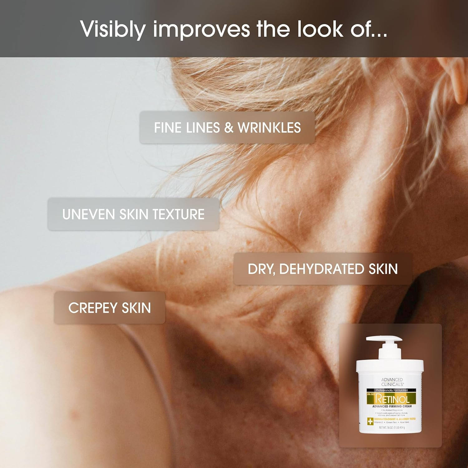 Advanced Clinicals Retinol Cream and Collagen Cream Skin Care Set. Value Anti-Aging Set for Wrinkles, Fine Lines, Firming Skin. 16Oz Spa Size Are Great for Face Cream and Body Moisturizer. image number 2