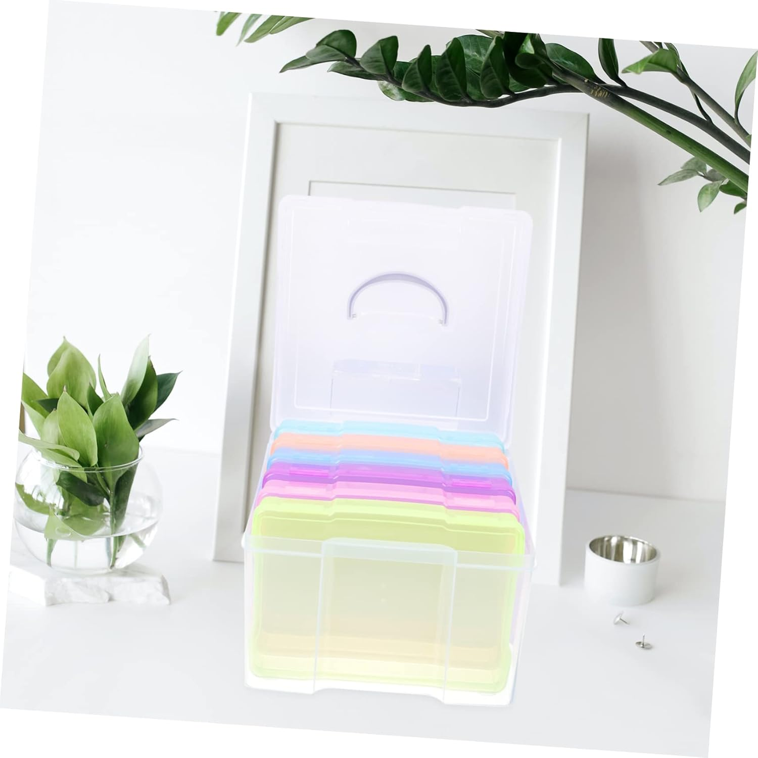 Operitacx Photo Storage Box for Pictures Craft Storage Organizer Multiple Compartments for Home Office Hobbyist to Store Cards and Small Objects image number 6