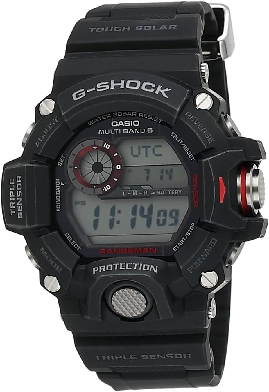 Casio Men'S G-Shock Rangeman Triple Sensor Direction Solar Power Watch, Black Dial, Black Band image number 2
