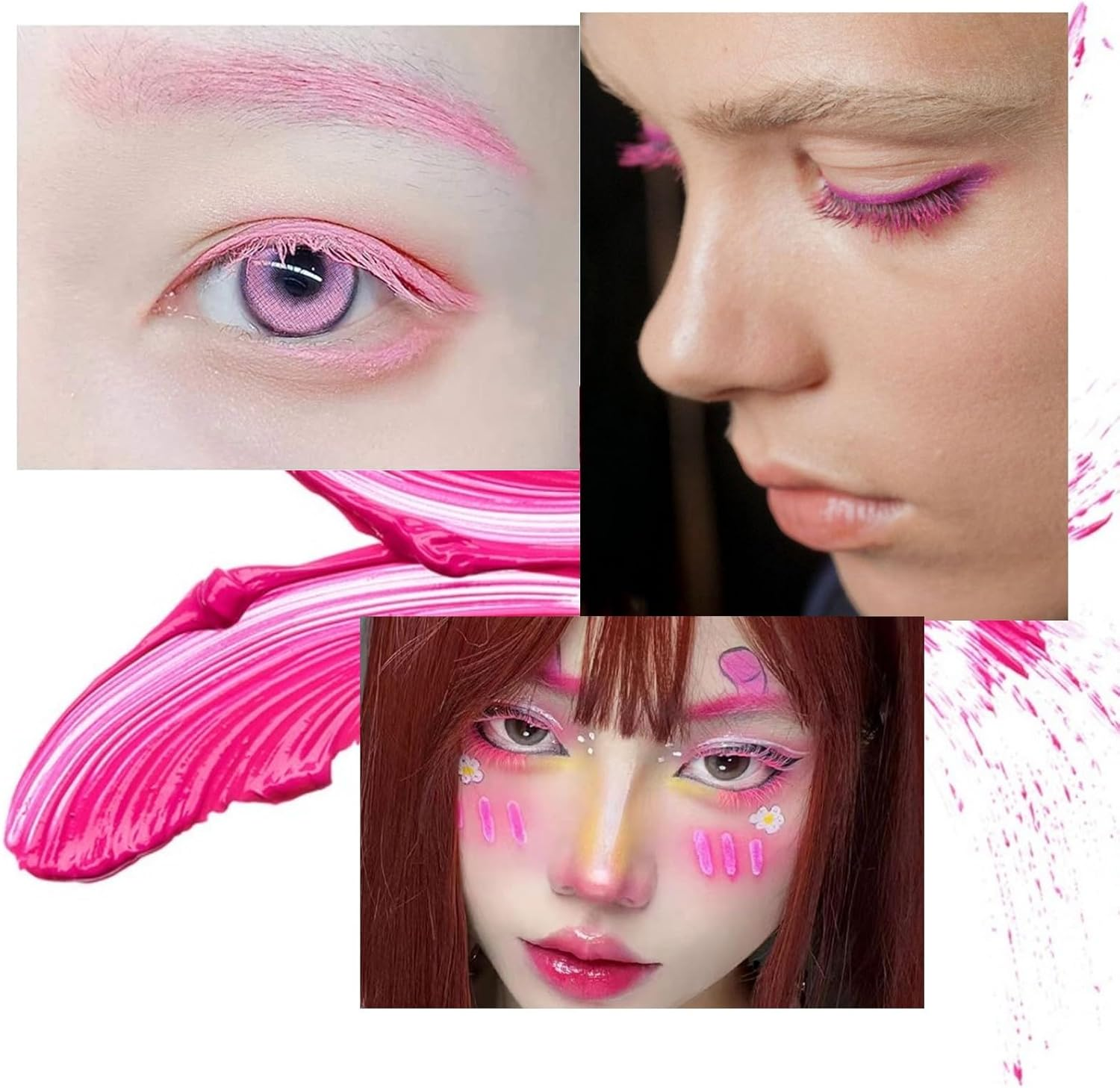 (Pink) - Cat Eye Mascara Eyes Makeup Colour Mascara Waterproof Fast Dry Eyelashes Curling Lengthening Makeup Eye Lashes Party Stage Use (Pink) - 6 Color Sets image number 7
