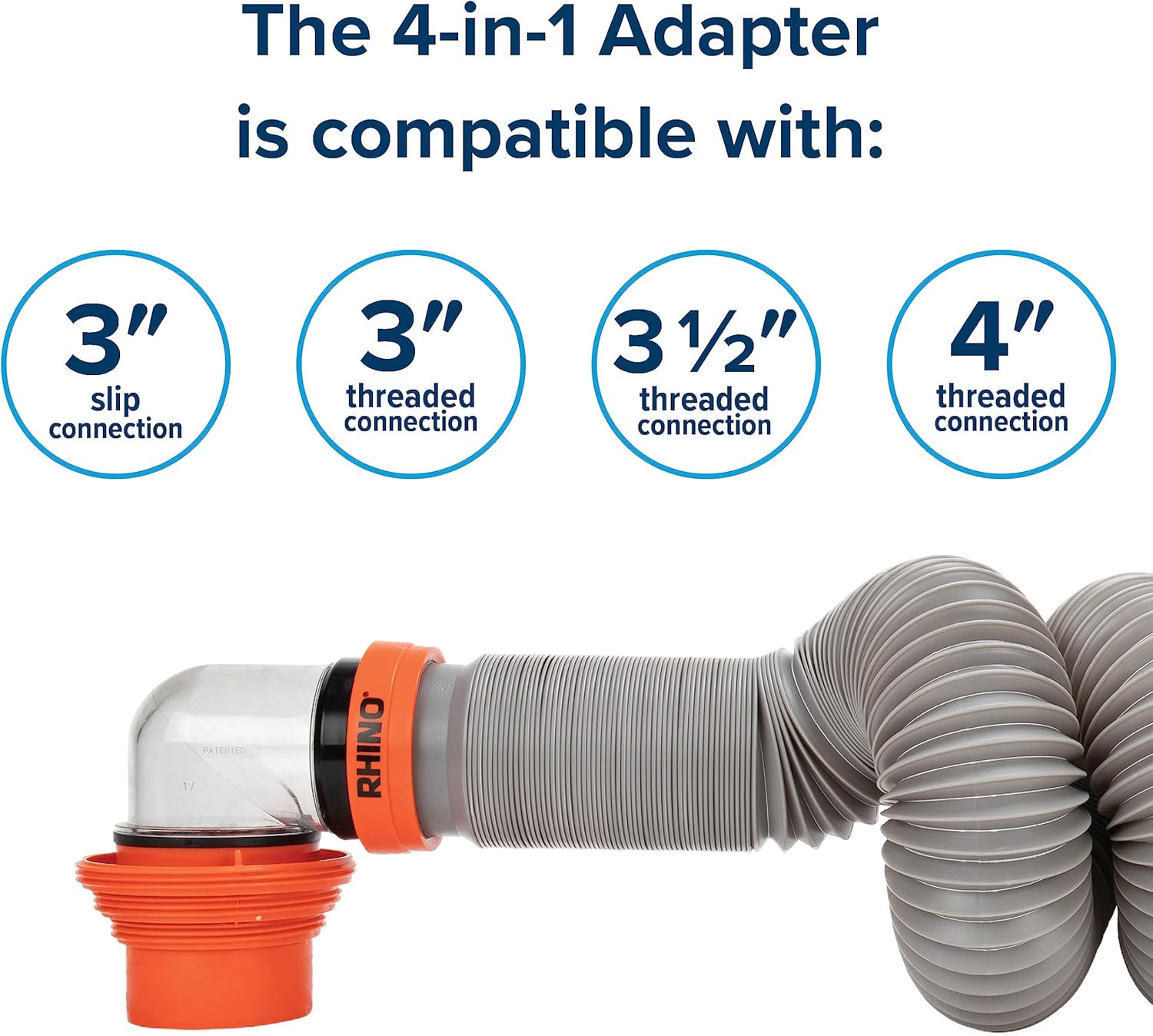 Camco Rhino X 20-Ft Camper/Rv Sewer Hose Kit - (2) 10-Ft Heavy Duty RV Septic Hoses - Designed to Hold Shape & Stay In-Place - Includes 4-In-1 RV Adapter & 360&deg; Swivel RV Sewer Hose Fittings (39390) image number 5