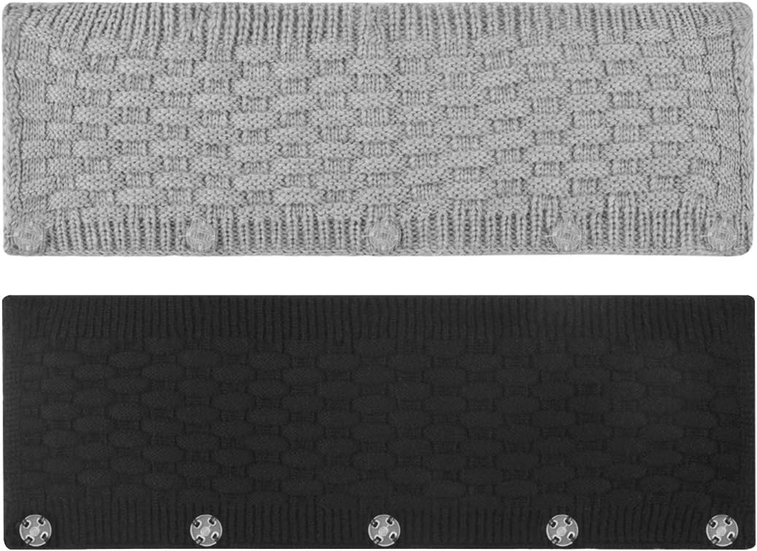 Geekria 2 PCS Knit Fabric Headband Pad Compatible with Bose, AKG, Sennheiser, Sony Headphones, Replacement Band Repair Part (Black + Gray)