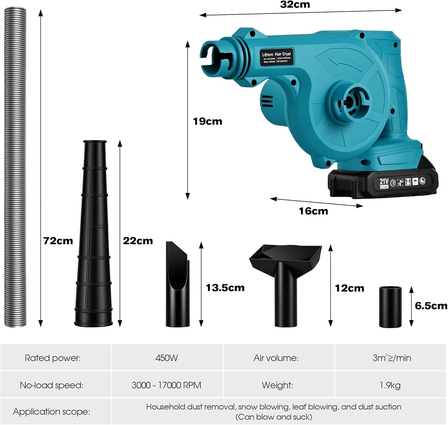 Advwin Cordless Leaf Blower & Vacuum, 2-In-1 Electric Leaf Blower with 2 Lithium Batteries & Charger, Portable Yard Blower for Patio, Lawn, Dust Cleaning image number 1
