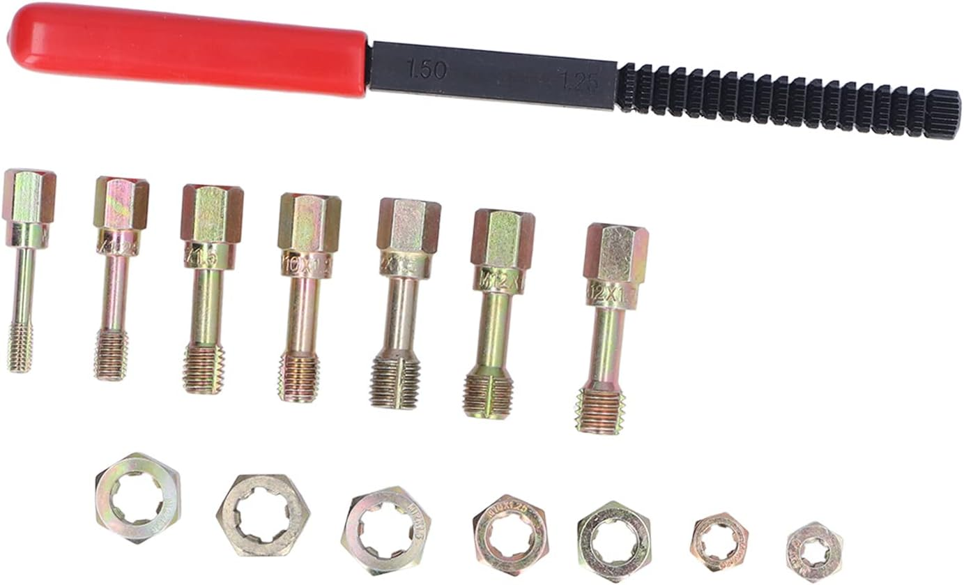 15Pcs Set Metric Thread Restorer Repair Tool Kit Helical Insert Thread Repair Kit for Car Engine Repair