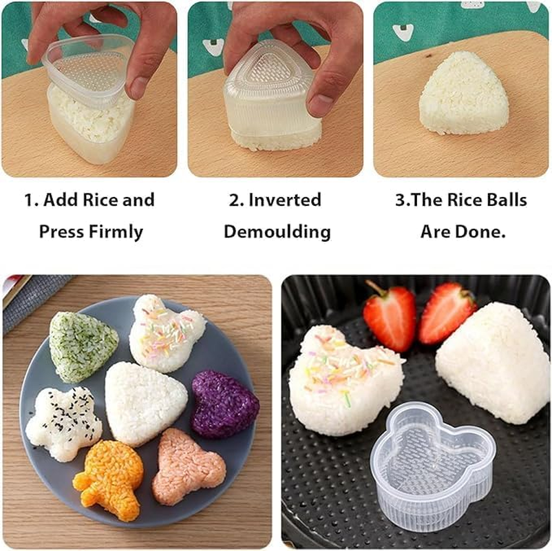 FUNNTY 9 PCS Cute Sushi Making Mold,Creative Cartoon Cute DIY Sushi Making Tool Set,Food Grade PP Material,Safe and Easy for Making Various Shapes of Onigiri/Sushi,Children'S Side Dishes, Bento. image number 2