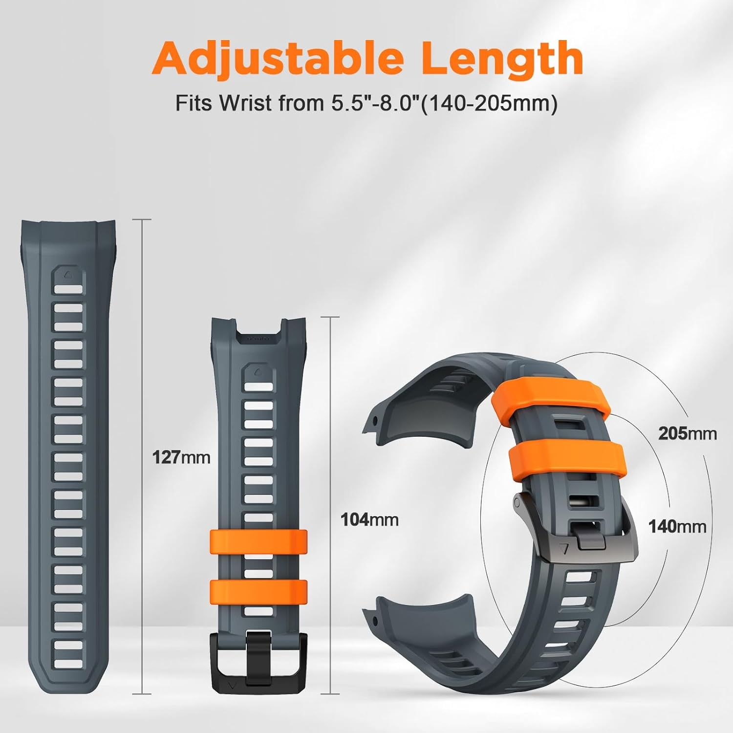 ZZMY Compatible with Garmin Instinct 3 45 Mm Watch Strap Silicone Sport Replacement Strap for Instinct3 Solar 45 Mm Wristband/Instinct 3 Amoled 45 Mm Band with Stainless Steel Buckle - Black image number 2