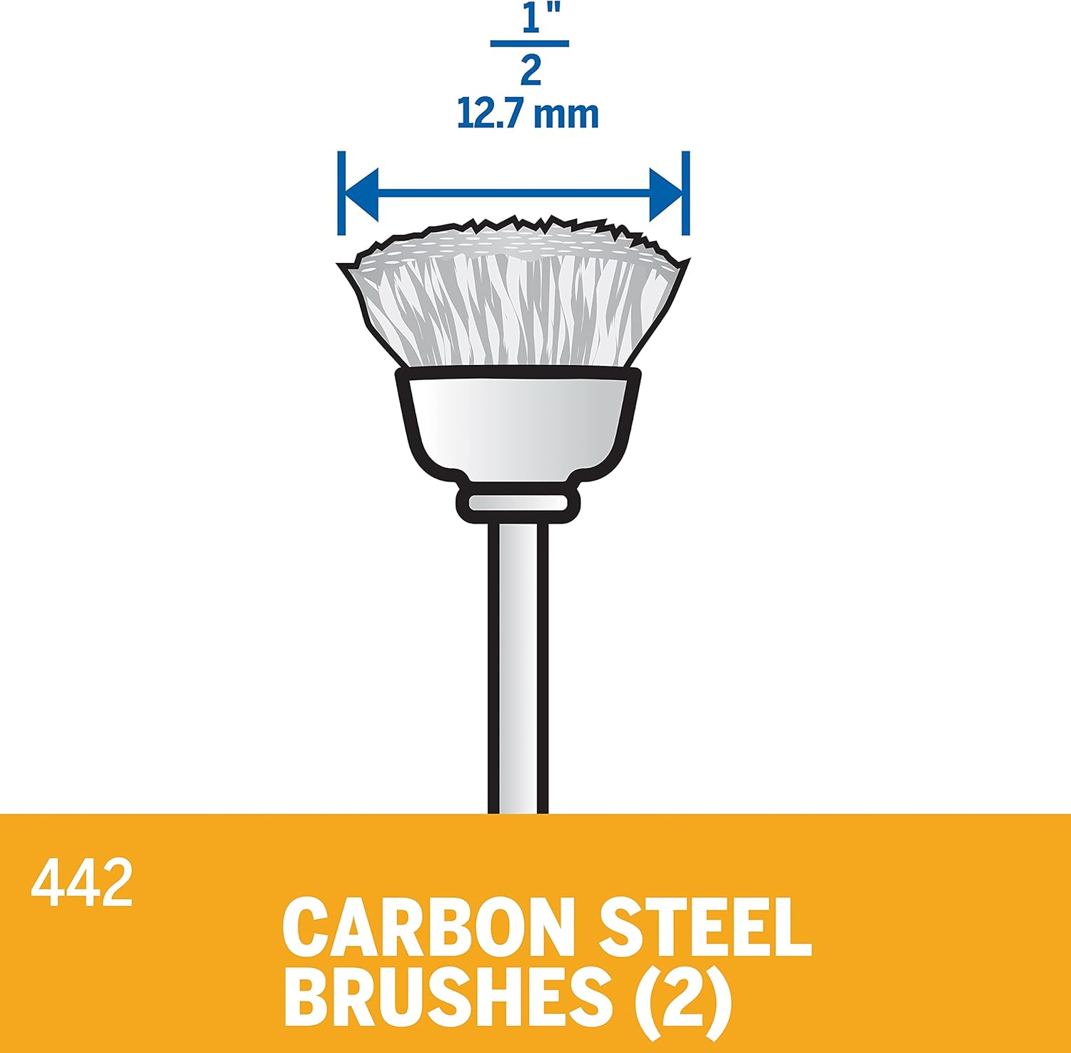 Dremel 442 Carbon Steel Brush Accessory Set, 2 Brushes (13 Mm) for Cleaning and Removing Rust of Metal