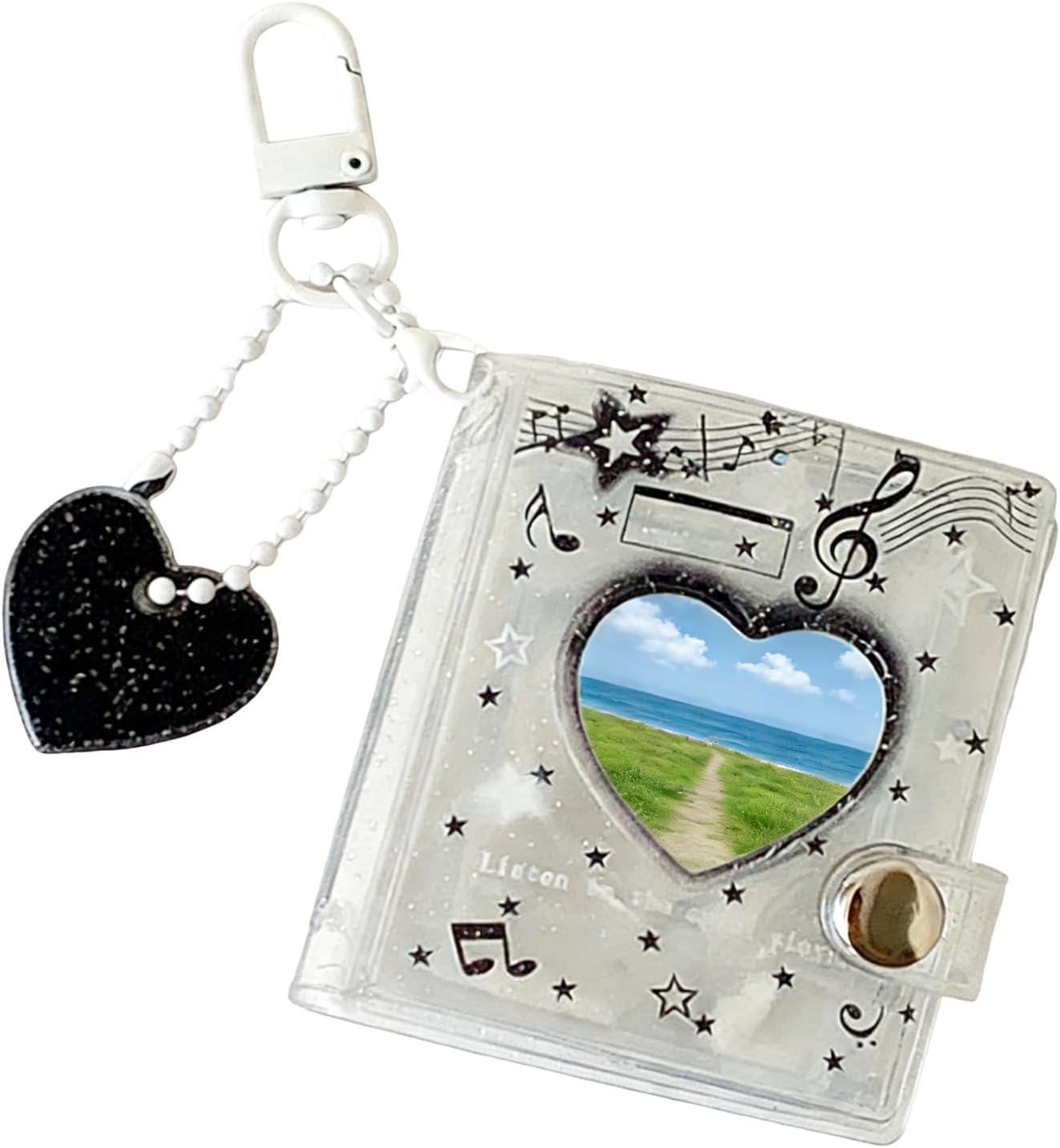 Hjatirace Photo Keychain - Small Double-Sided 12-Pockets Keyring,2 Inch Photo Album with Keychain,For Wedding Birthday School Travel Office Luggage Backpack Wallet Handbag Kids Adults image number 1