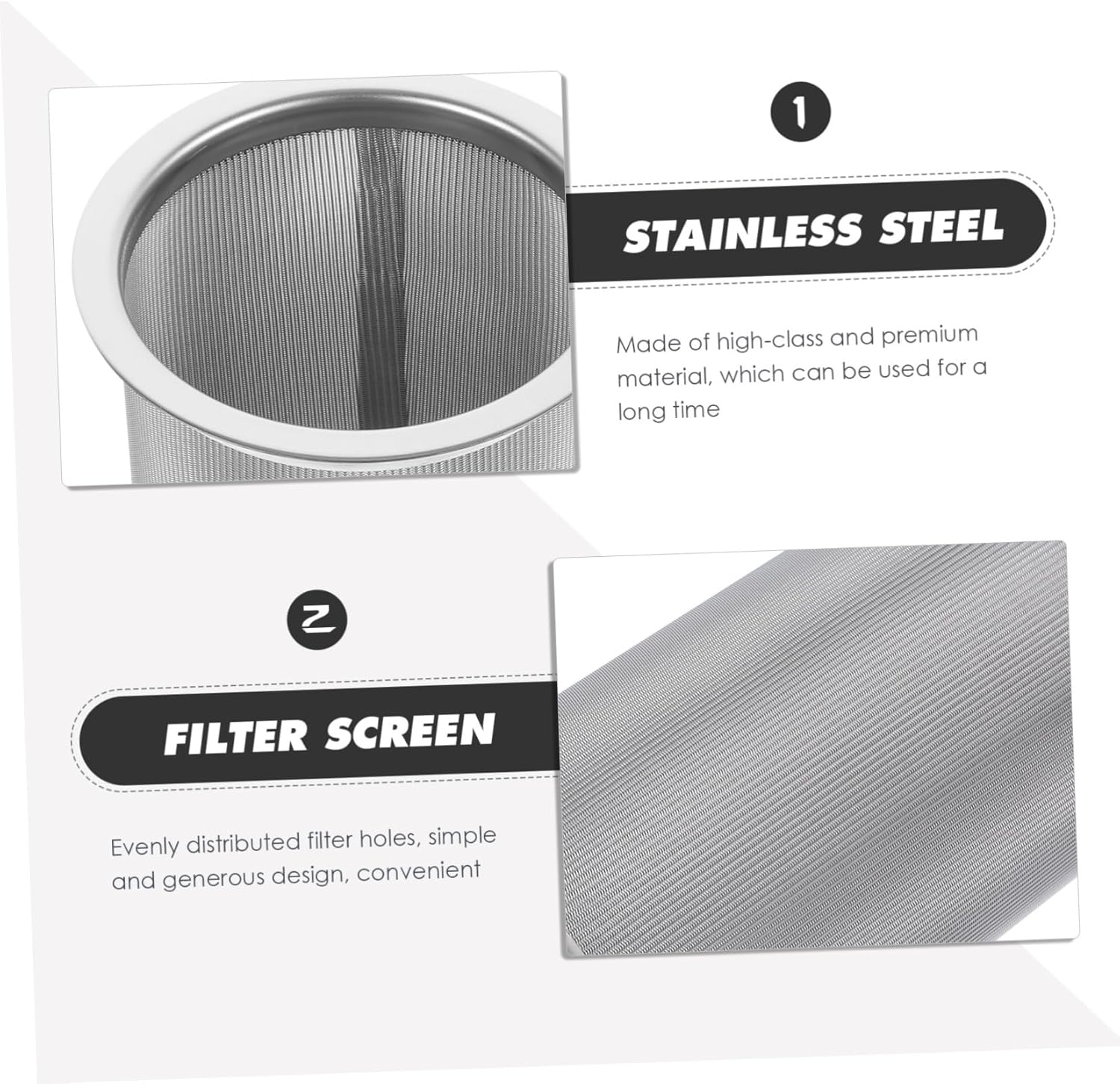 ELAYARD Stainless Steel Tea Strainer and Coffee Filter Portable Mesh Infuser Insert with Evenly Distributed Filter for Loose Tea Cold Brew and Fruit Infuser Jar Use image number 4