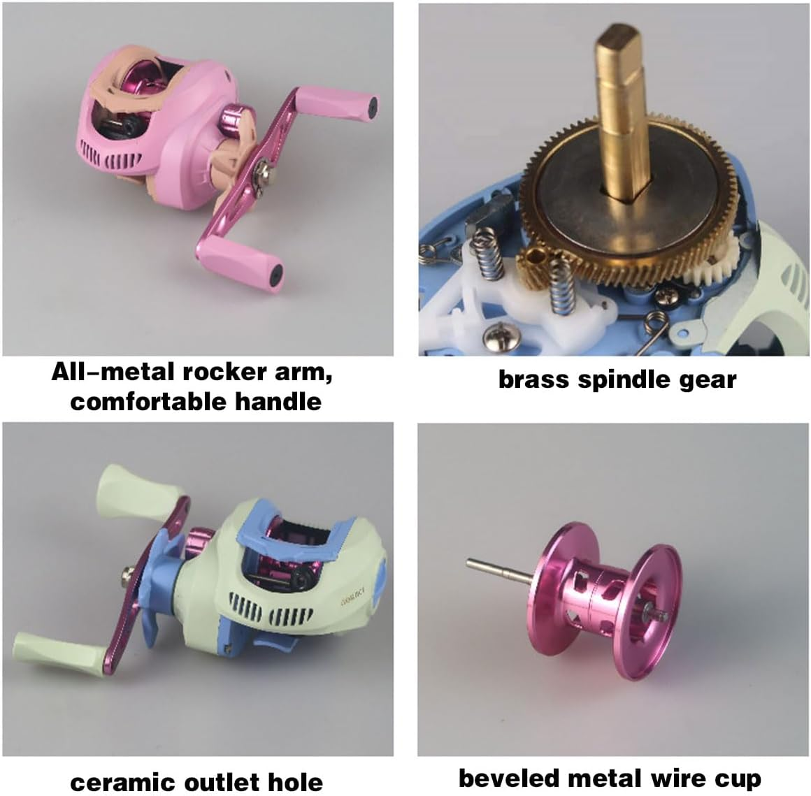 AIMALL Baitcasting Fishing Reel 18+1BB High Speed Drop Wheel Left/Right Hand Macaron Reel with Brass Spindle Gear Ceramic Outlet for Freshwater Saltwater Casting - Blue-Left Hand Version image number 5