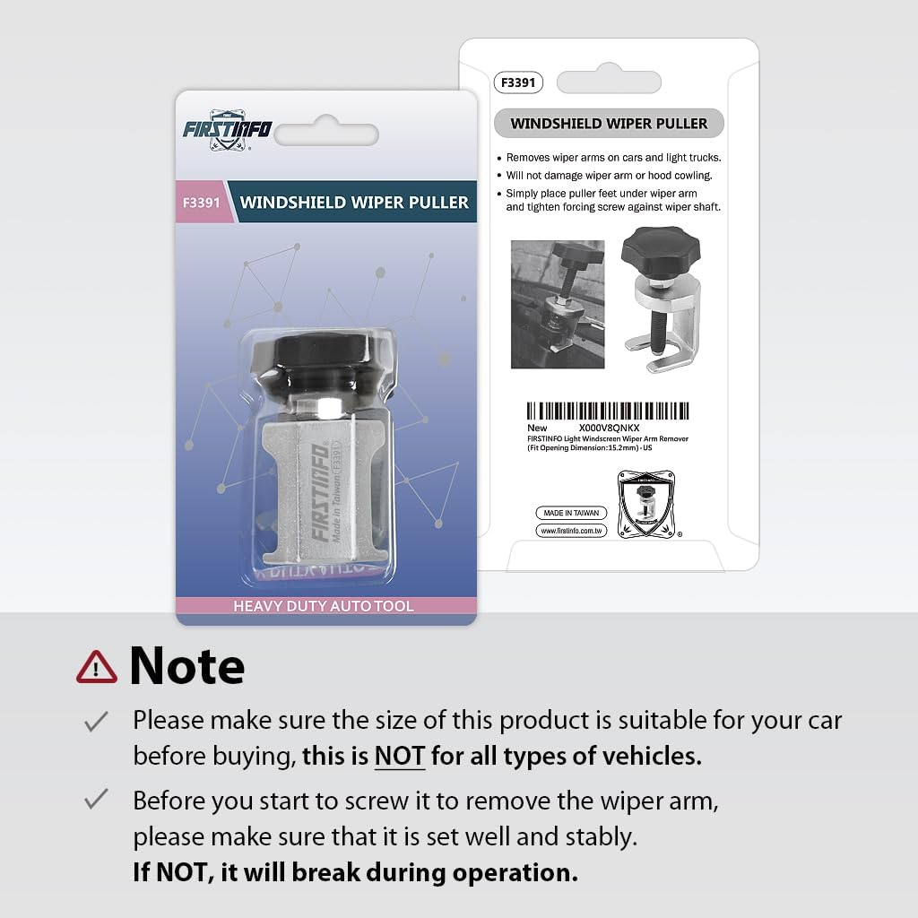 FIRSTINFO F3391 Light Windscreen Windshield Wiper Arm Puller, Opening Dimension: 15.2Mm, Internal Height: 27.2Mm, Aluminum, Made in Taiwan image number 1