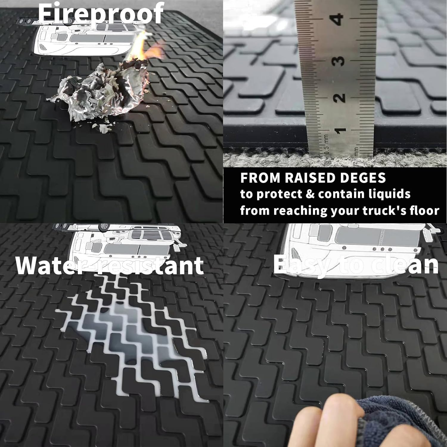 TUSPUR Floor Mat for Freightliner Cascadia 2008-2016 Set Rubber Black Updated Non-Slip for Cascadia Floor Mat Semi Truck Accessories All-Weather Right Passenger/Left Driver Side (White) image number 4