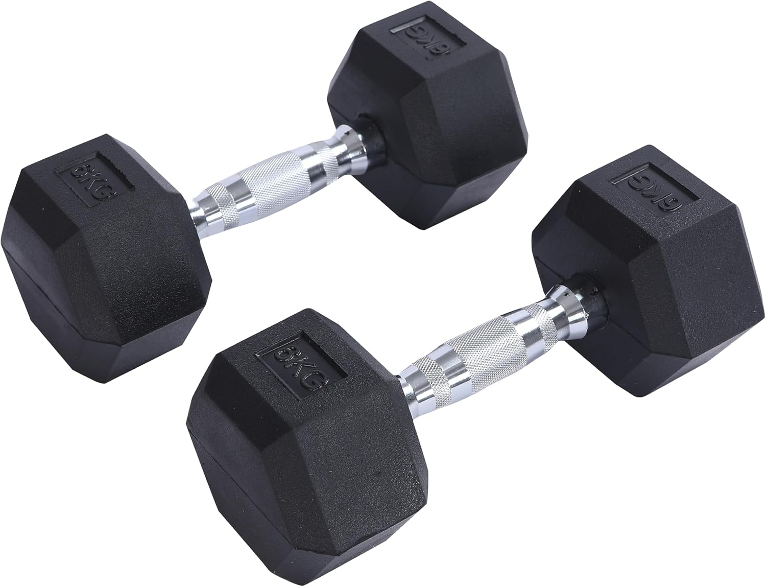Endless Pair of Hexagon Rubber Coated Dumbbells | Black | Material: Iron and Rubber | Perfect for Bodybuilding, Fitness, Weight Lifting and Training at Home or Gym image number 5