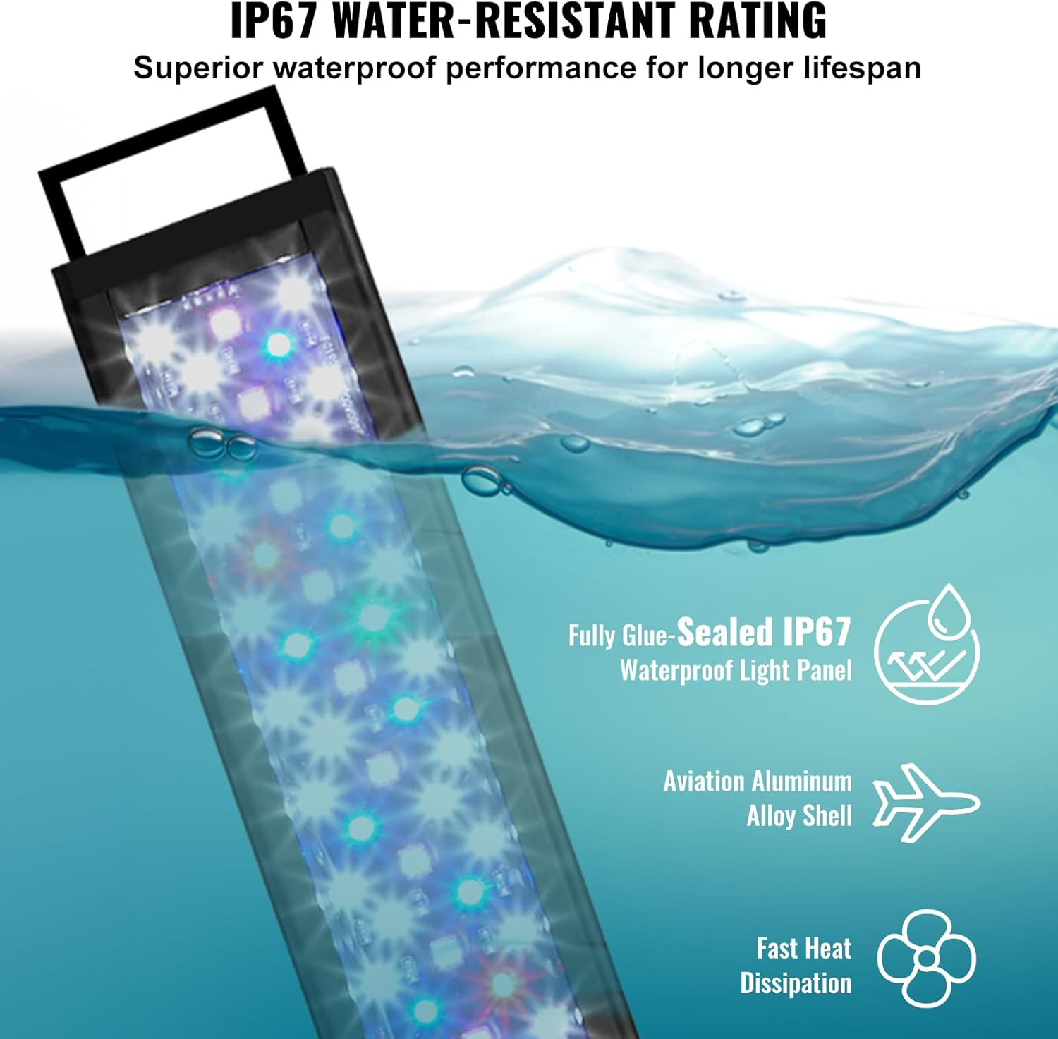 VEVOR Aquarium Light, 26W Full Spectrum Fish Tank Light with 24/7 Natural Mode, Adjustable Timer & 5-Level Brightness, with Aluminum Alloy Shell Extendable Brackets for 30"-36" Freshwater Planted Tank image number 2