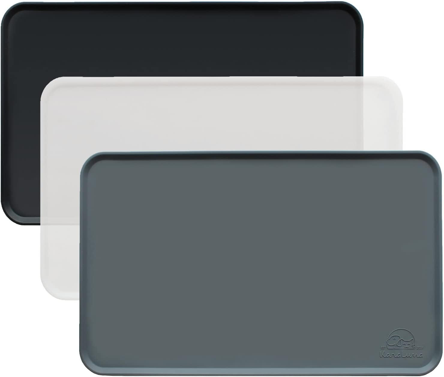 Karaluna&copy; Basic Silicone Mat 48 X 30 Cm, Black, Non-Slip Bowl Mat for Dog Bowl, Cat Bowl, Feeding Mat, Dogs, Cats Mat