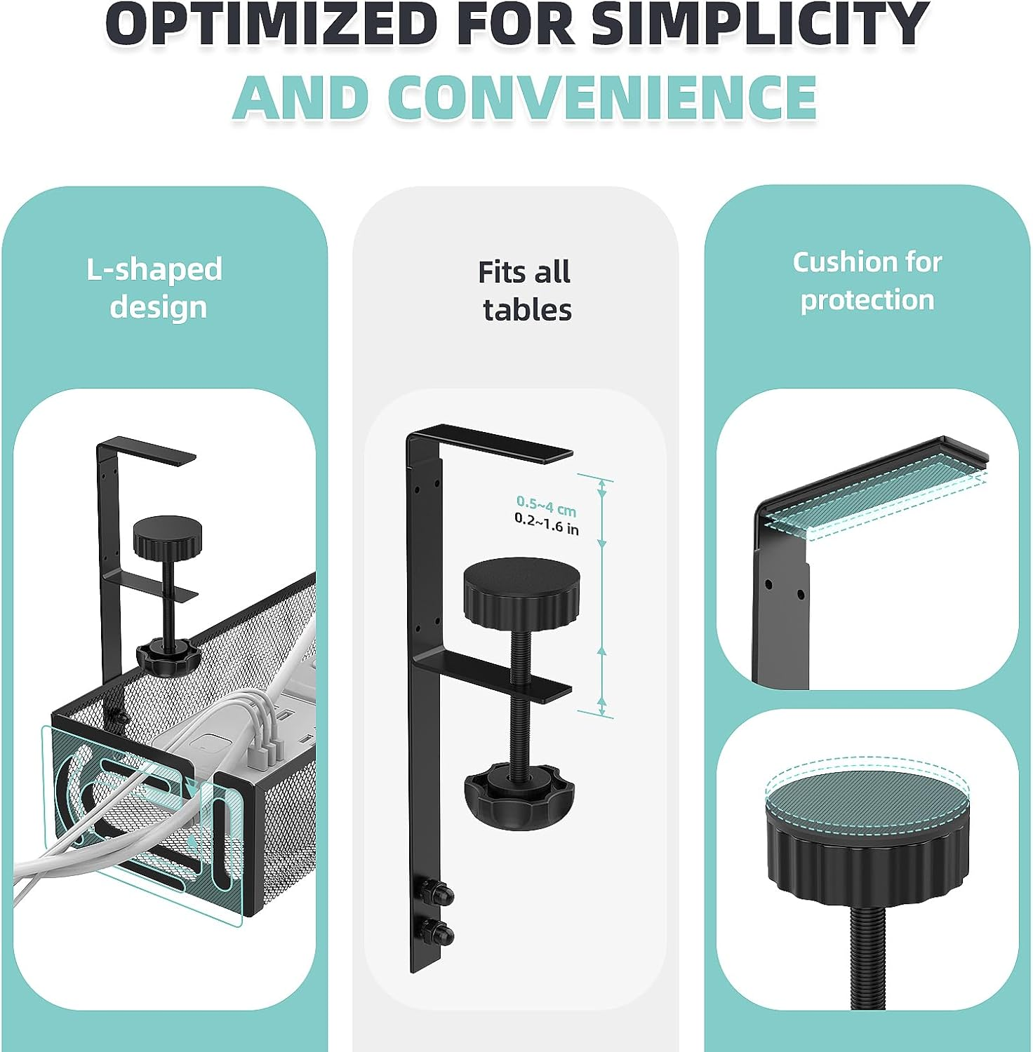 Under Desk Cable Management Tray,No Drill Mesh Desk Cables Trays with Clamp,Wire Managements Tray Cabl-E Management Box,Desk Cable Tray Wire Organizer for Office, Home image number 2