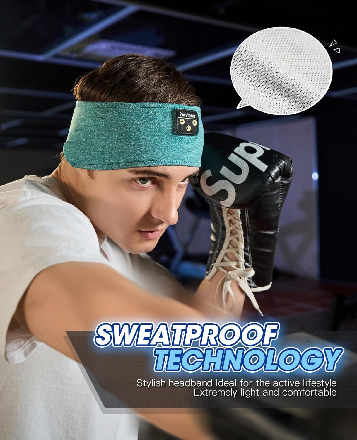 Sleep Headphones Wireless, Perytong Bluetooth Sports Headband Headphones with Ultra-Thin HD Stereo Speakers Perfect for Sleeping,Workout,Jogging,Yoga,Insomnia, Air Travel, Meditation(Green) image number 3