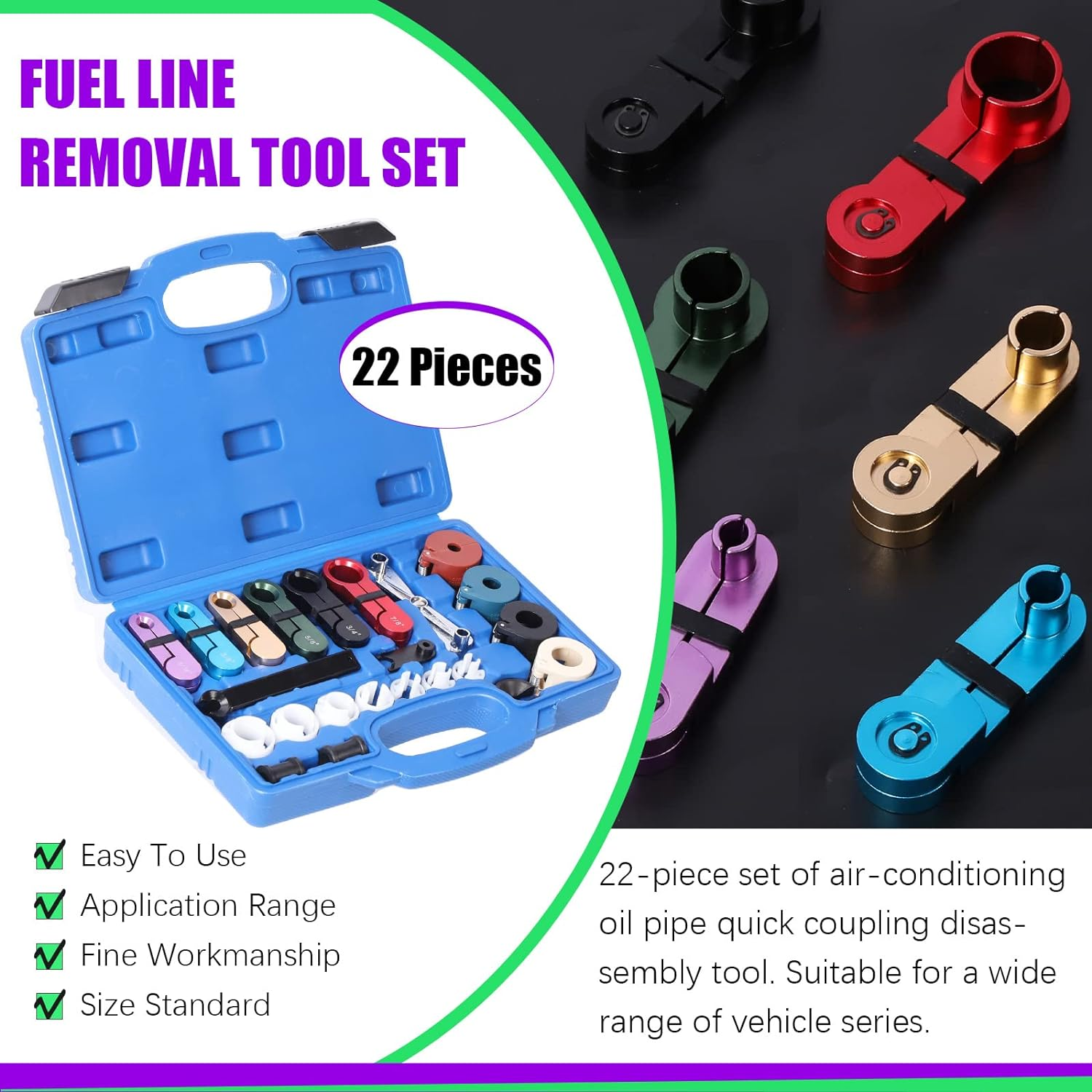 Swpeet 25Pcs Duarble Quick Disconnect Tool Kit, Line Disconnect Tool Set for AC Fuel Line & Transmission Systems Perfect for Fuel Line Automotive Air Conditioner and Transmission Oil Cooler Line image number 5