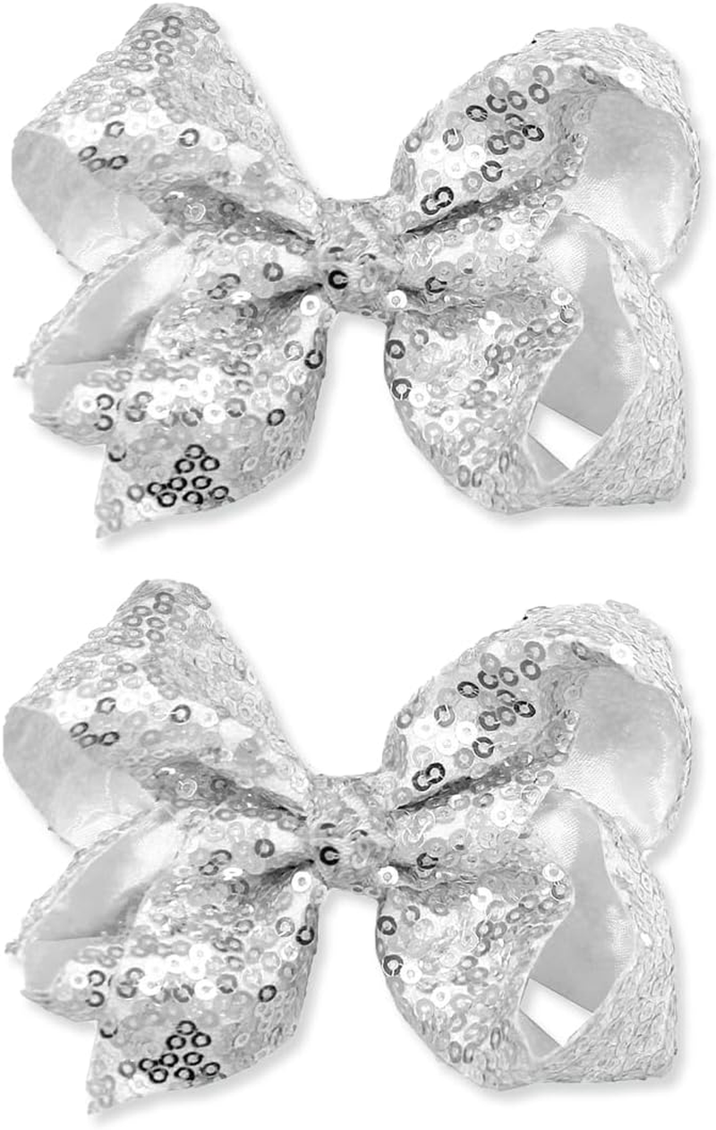 TEAONE Glitter Hair Bows, 2 PCS Sparkly Bows for Birthday, Party, Performance (10Cm/4In) image number 3