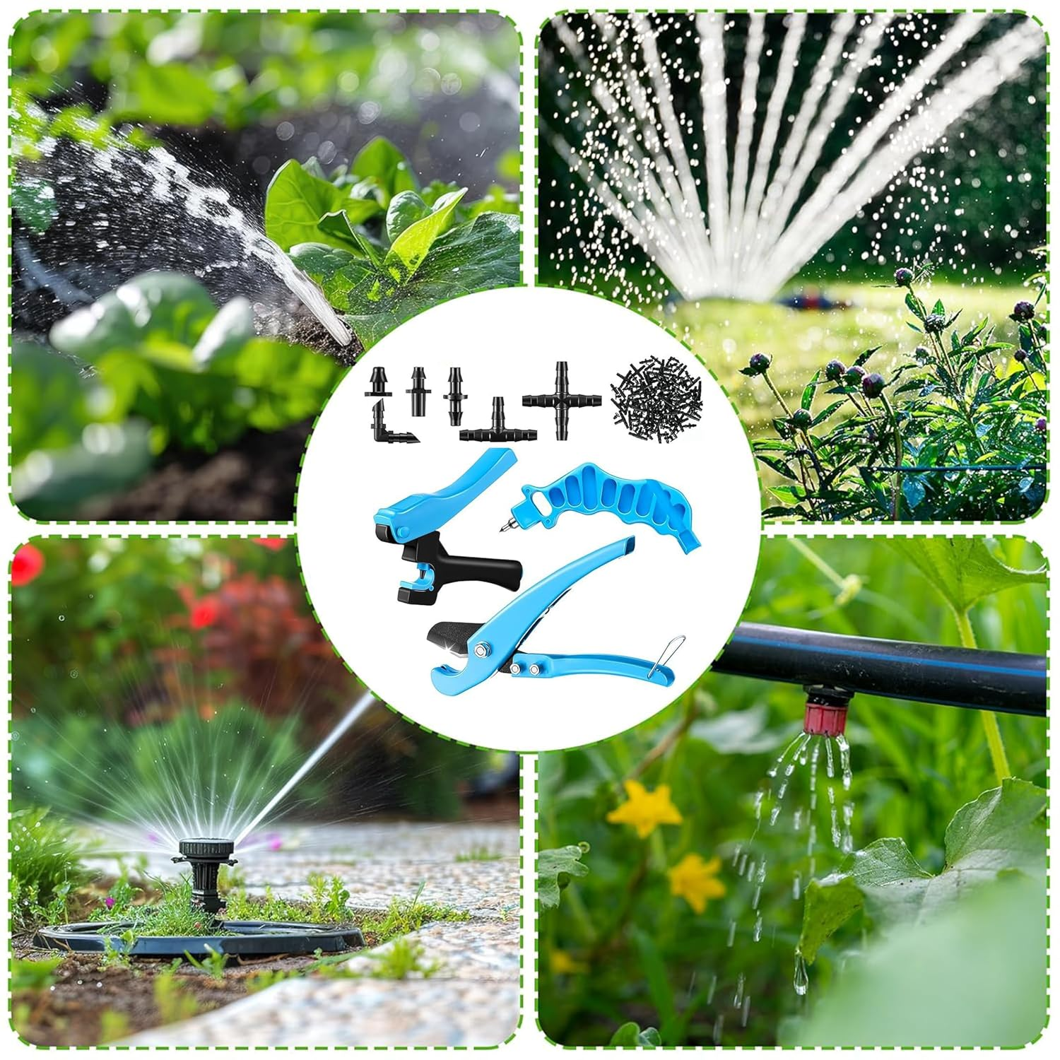 Drip Irrigation Punch Hole Tubing Cutter Tools,Heavy Duty 2-In-1 Drip Irrigation Hole Punch&Cutter Tool - Fits 1/4" Fitting,16/20/25Mm PE Pipes with Barbed Connectors (Includes 115 Irrigation Plugs) image number 2