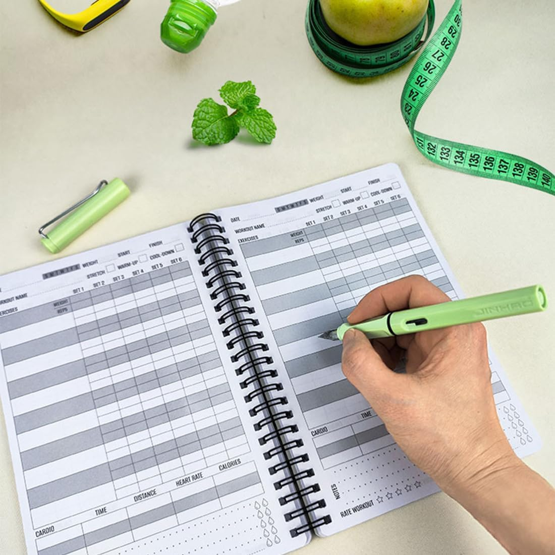 Fitness Planner for Women & Men - A5 Workout Log Book/Exercise Workout Log to Track Weight Loss, GYM, Bodybuilding Progress - Daily Health & Wellness Workout Journals, 5.8X8.3 in Workout Book (Black) - Black image number 4